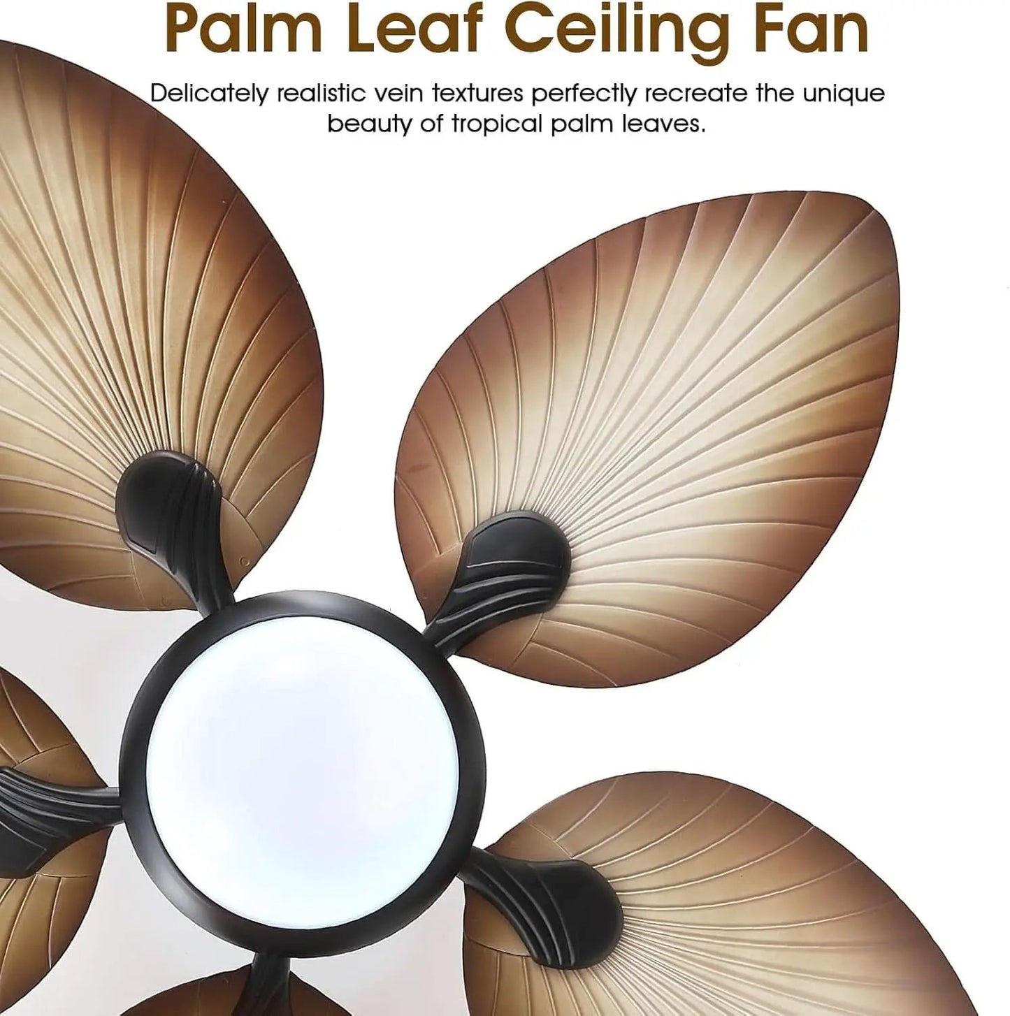 44 Inch Palm Leaf Ceiling Fan With LED Lighting Remote from PriceLows™