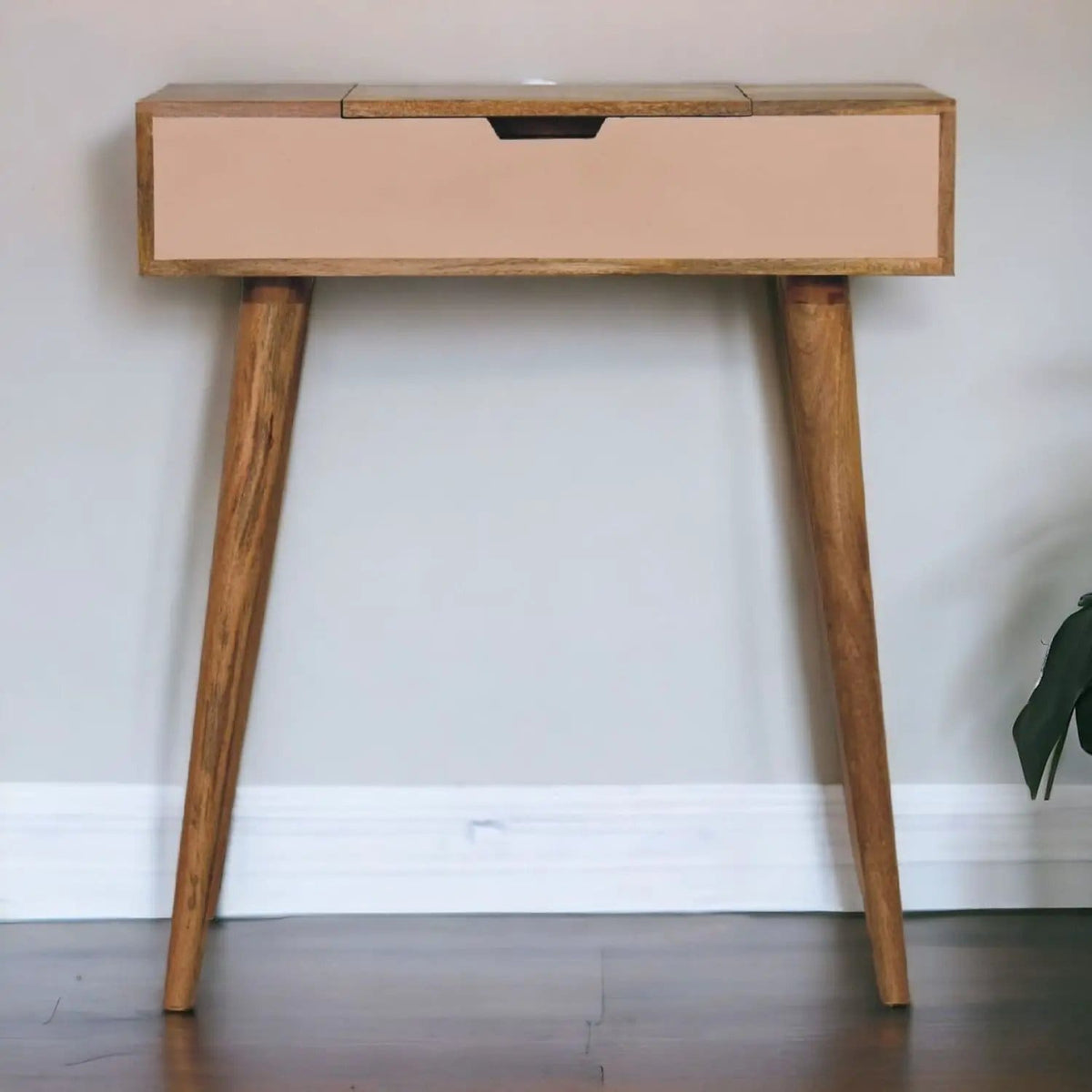 Mini Dressing Table - Vanity & Mirror | 27.56 x 13.78 x 30.71 in | Mango Wood | Pink
