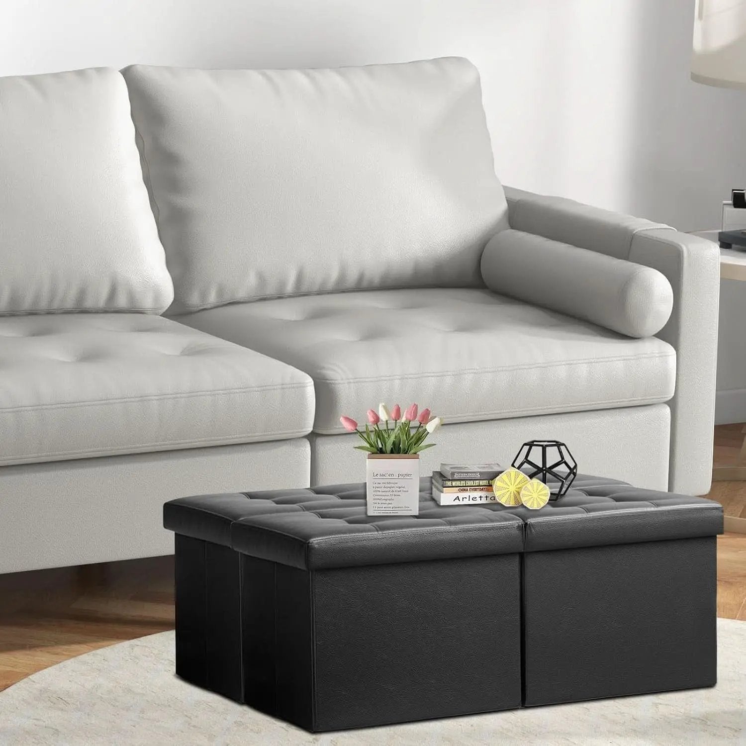 Ottoman With Premium Black Storage 34 Inch Dimension from PriceLows™