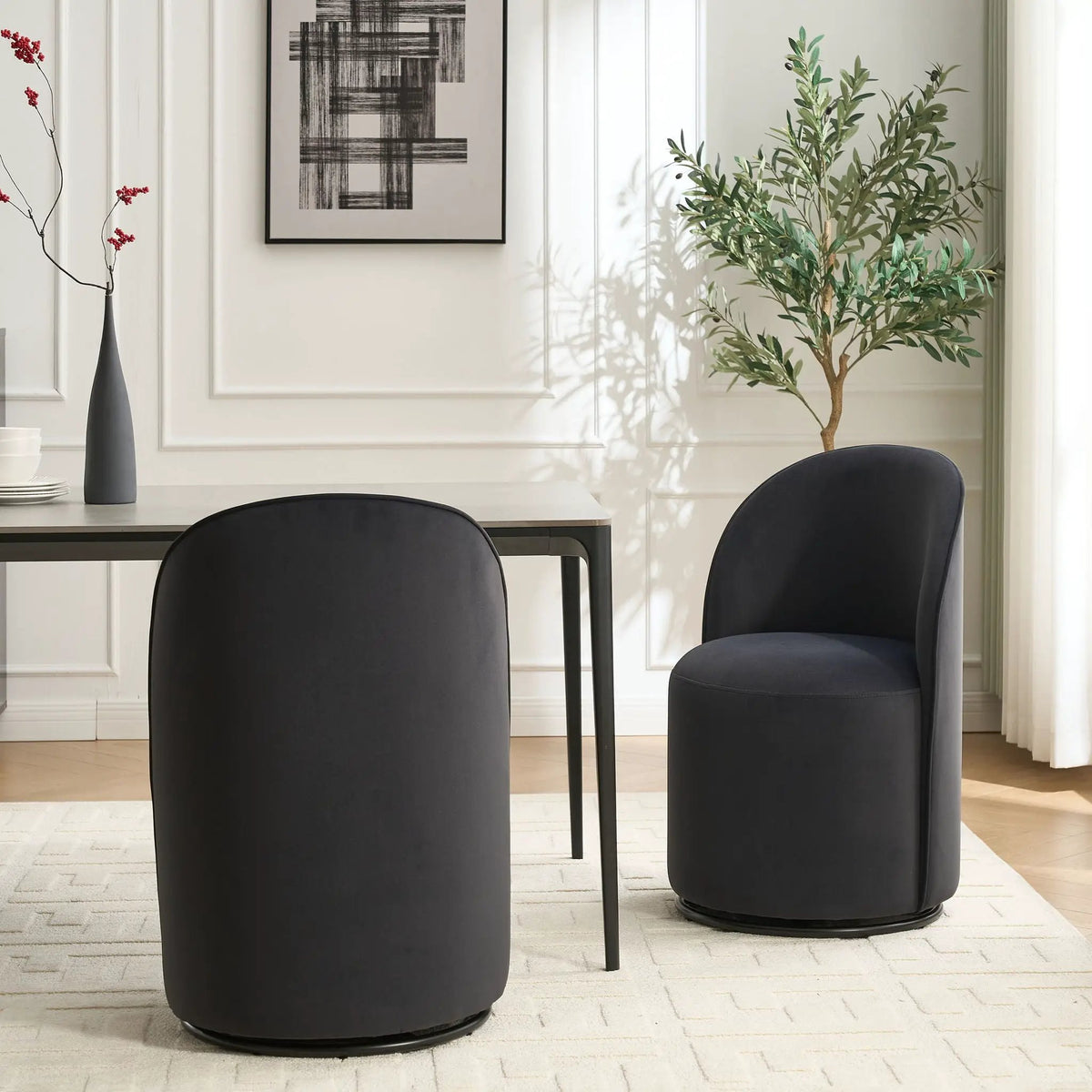 360 Degree Swivel Barrel Chair | Armless Dining Chair | Compact Design | Cozy Upholstery