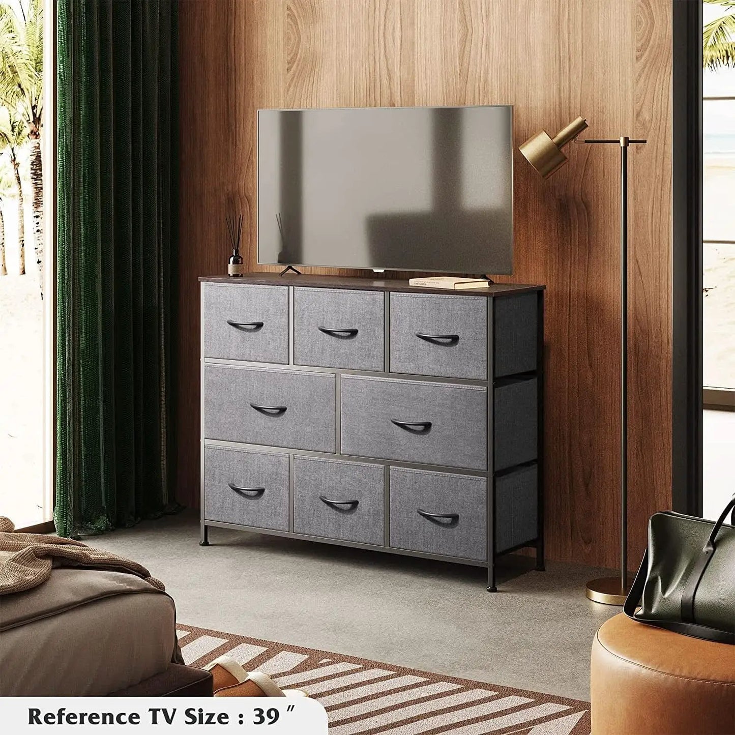 Fabric Dresser With TV Stand 8 Drawer Bedroom Storage from PriceLows™