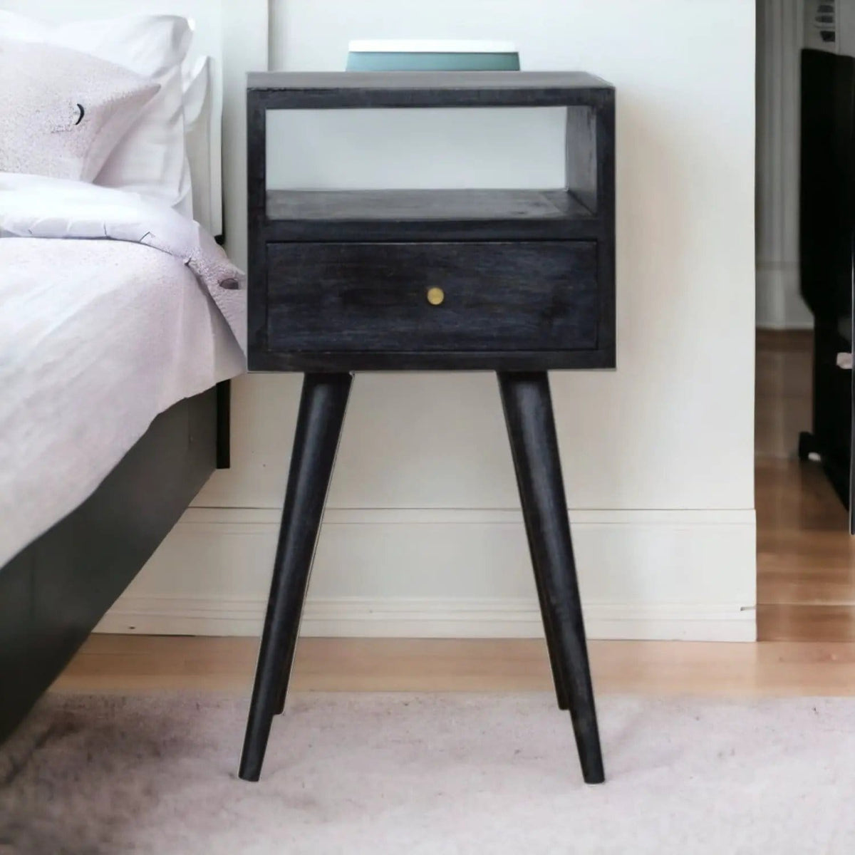 Mini Nightstand | 11.81 x 11.81 x 22.44 in | Mango Wood | Bedroom