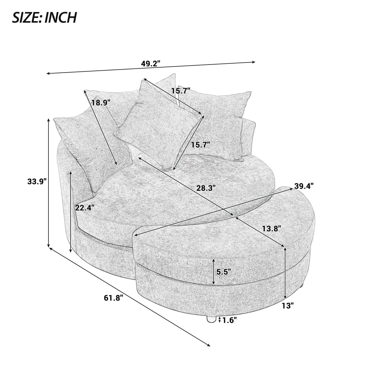 Swivel Accent Chair | 360 Degree Rotation | Ergonomic Padded Seat | Round Frame