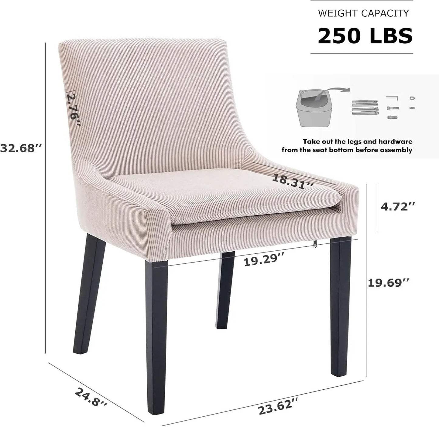 Beige Upholstered Corduroy Dining Chairs Bundle Four from PriceLows™