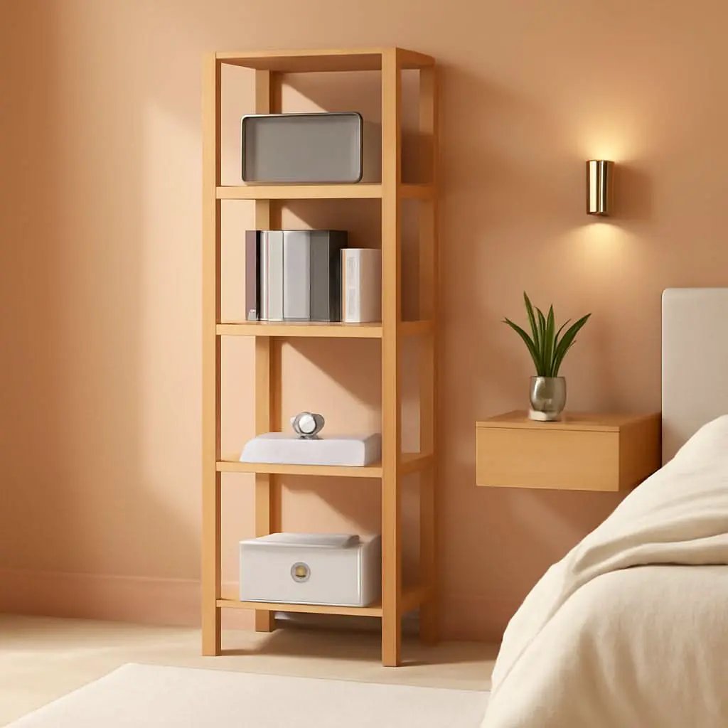 66In Tall 6 Tier Narrow Wood Bookcase Slim Shelf Living Room from PriceLows™