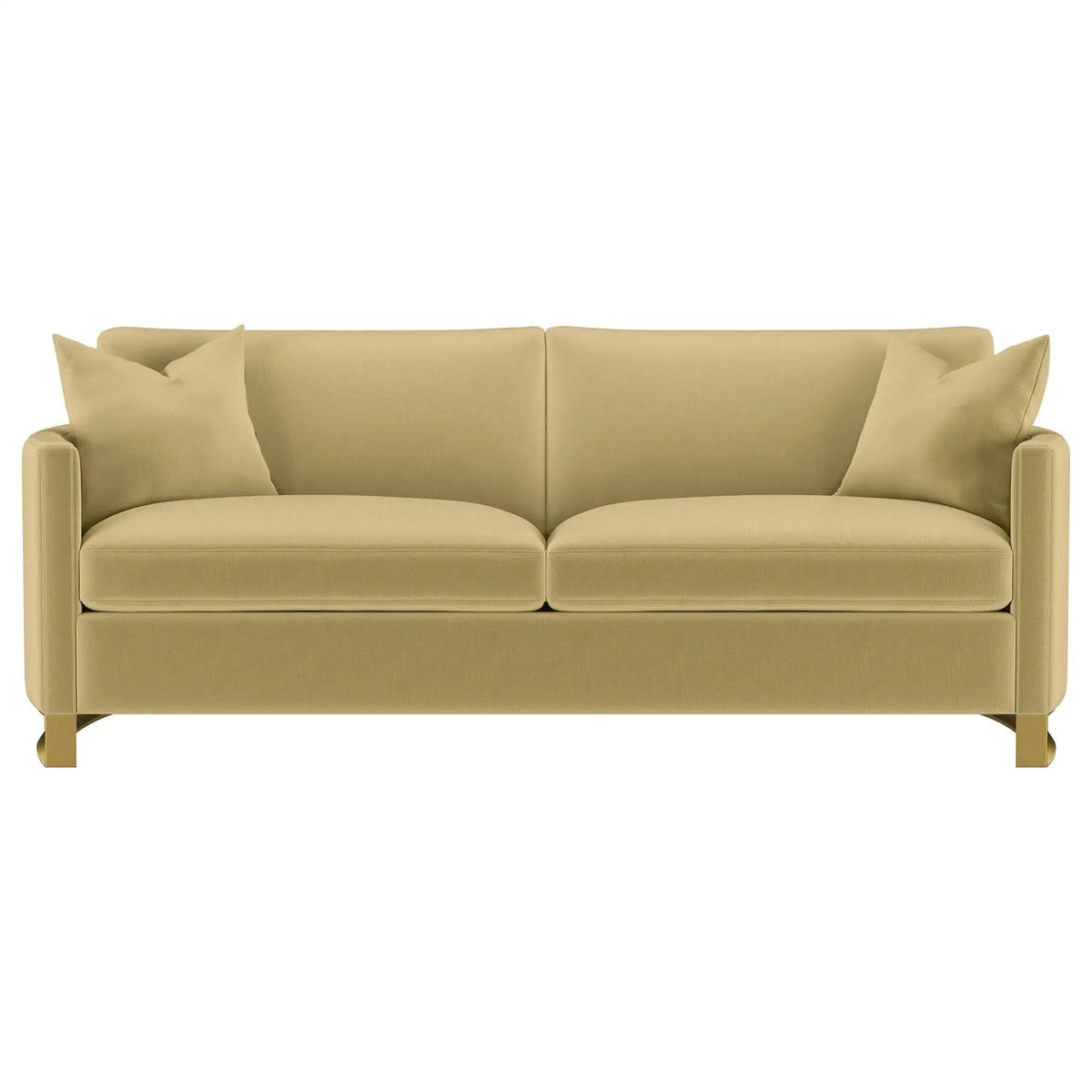 Corliss Upholstered Curved Track Arm Sofa Camel | 91 x 36.5 x 36 in | Velvet & Stainless Steel | Living Room