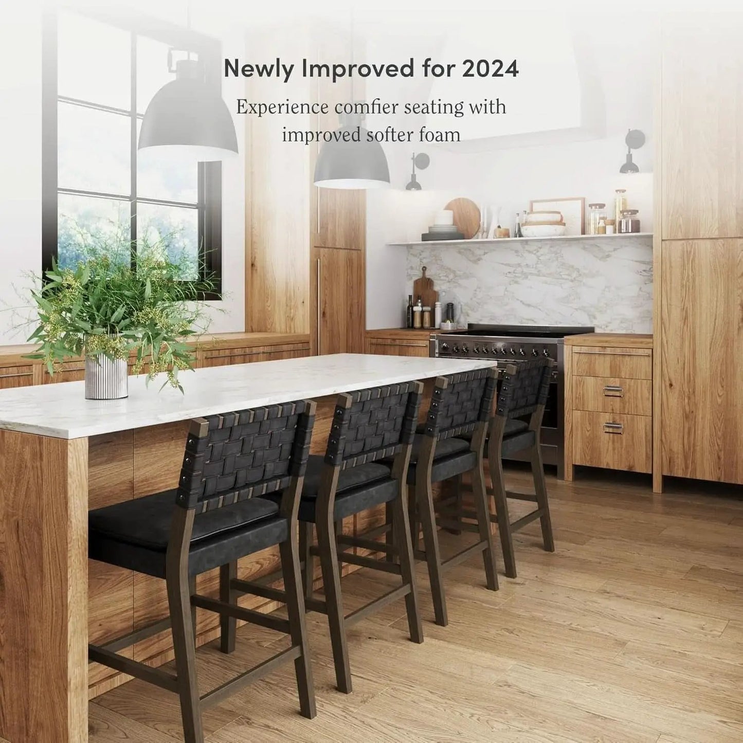 Cohen Mid Century Leather Bar Stool Counter Height from PriceLows™