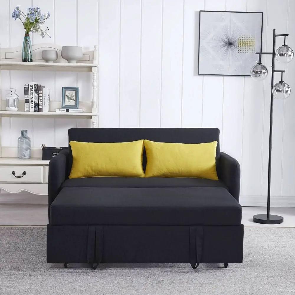 Black Convertible Loveseat With Pull Out Bed For Small Spaces from PriceLows™