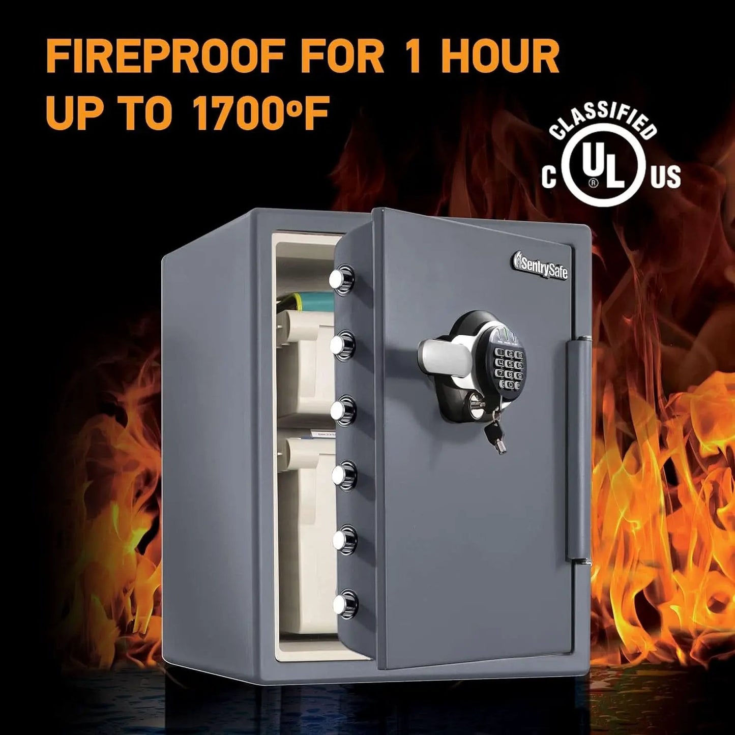 Gray Steel Safe With Digital Keypad Lock For Home Use from PriceLows™