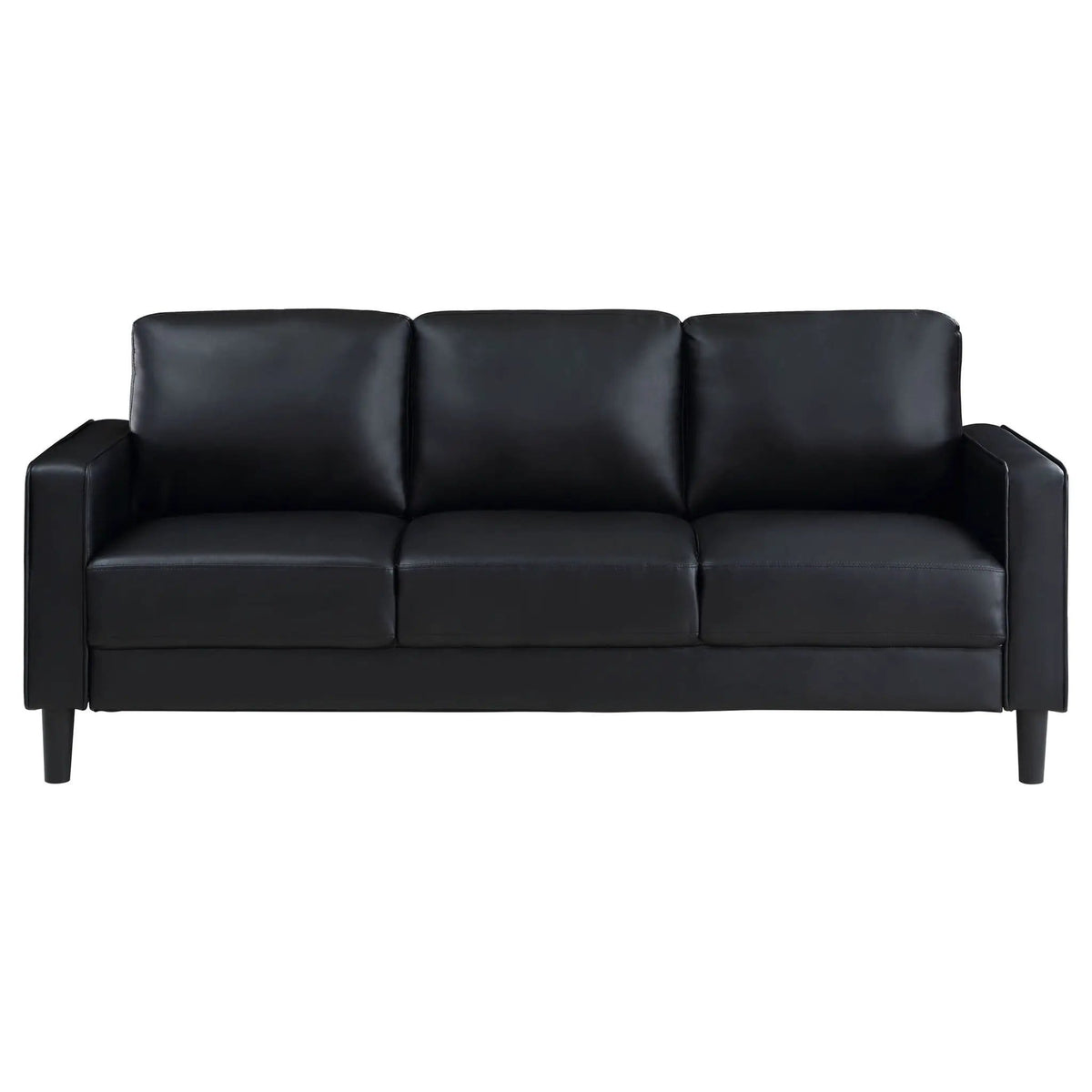 Ruth Upholstered Track Arm Sofa | 76.5 x 31.5 x 33.5 in | Faux Leather | Black
