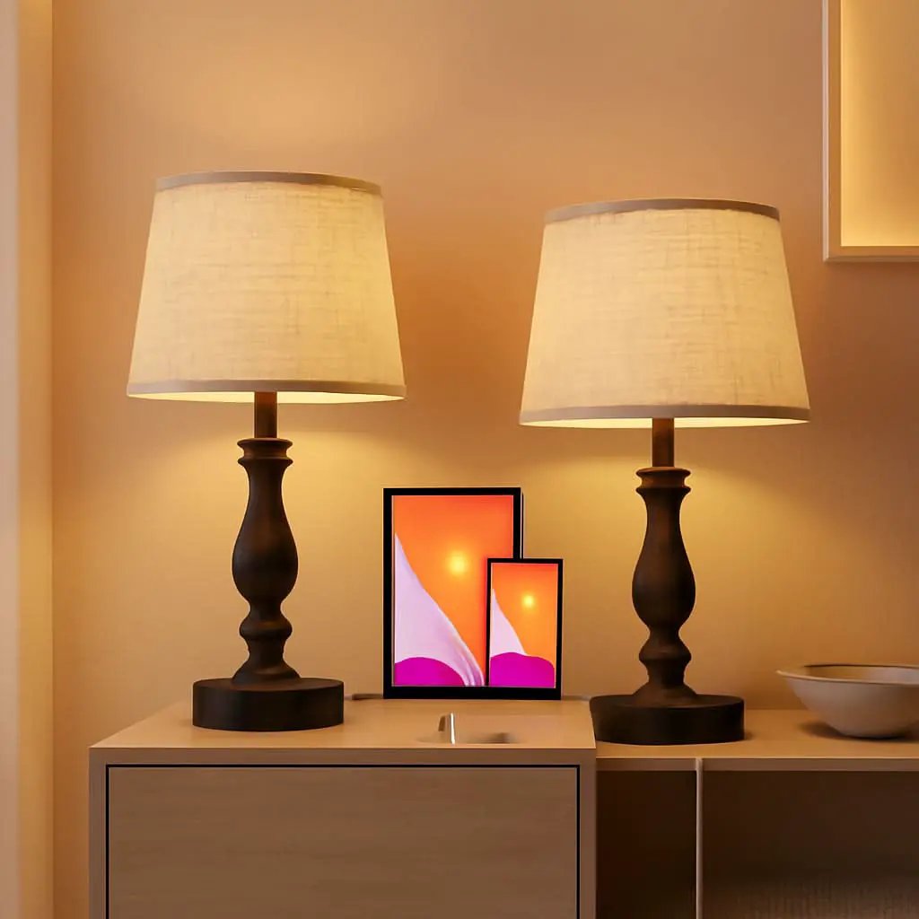Table Lamps Set of 2 With USB Charging Ports Bedside Modern from PriceLows™