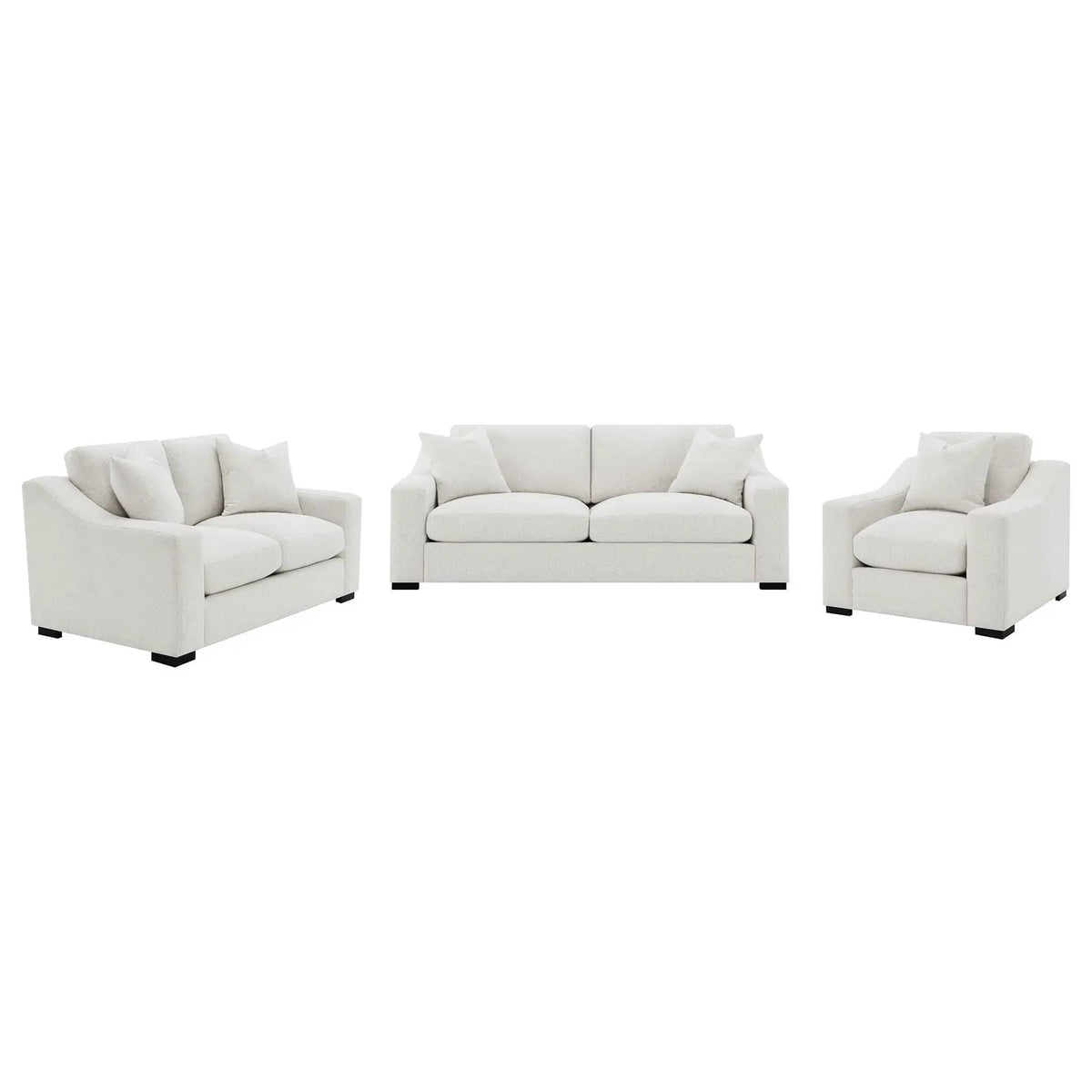 Ashlyn 3-piece Upholstered Track Arm Sofa Set Sand | 3-Piece Set | Solid Wood | Living Room