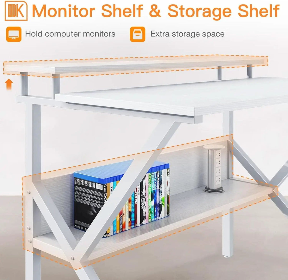 27.5 Inch White Computer Desk With Storage Shelves from PriceLows™
