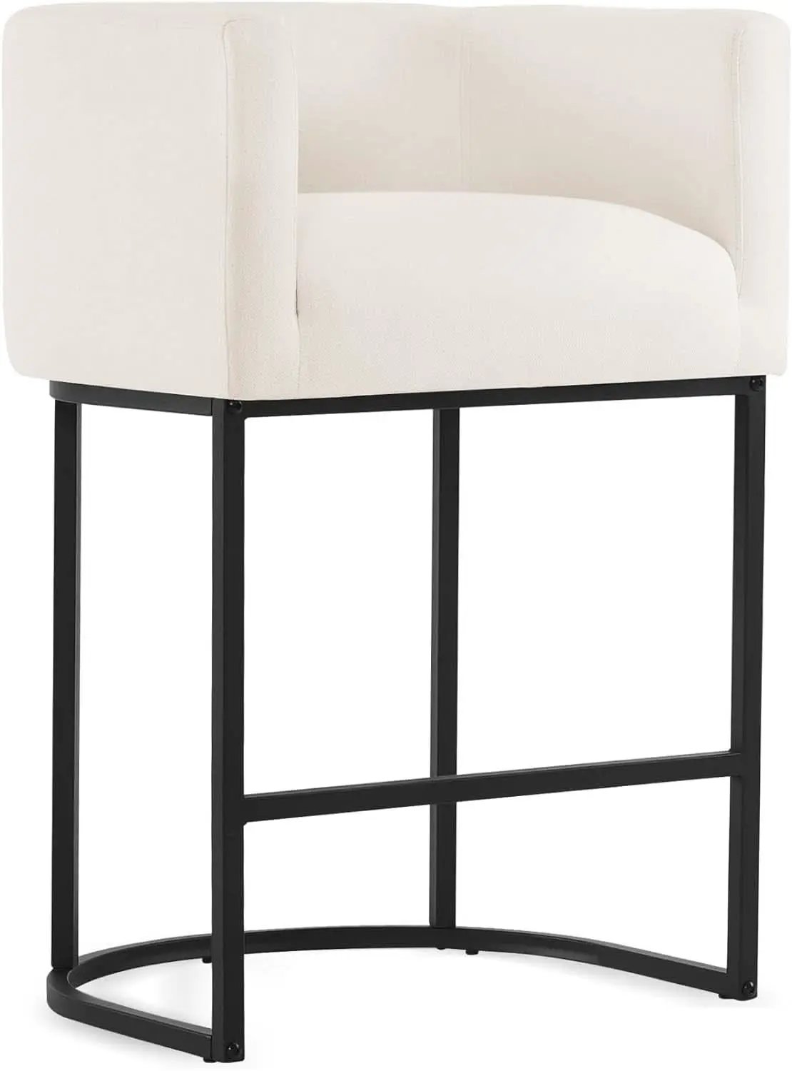 27 Inch Counter Height Bar Stools Set Of 4 With Backrest And Armrests Beige Linen Upholstery Black Metal Frame from PriceLows™