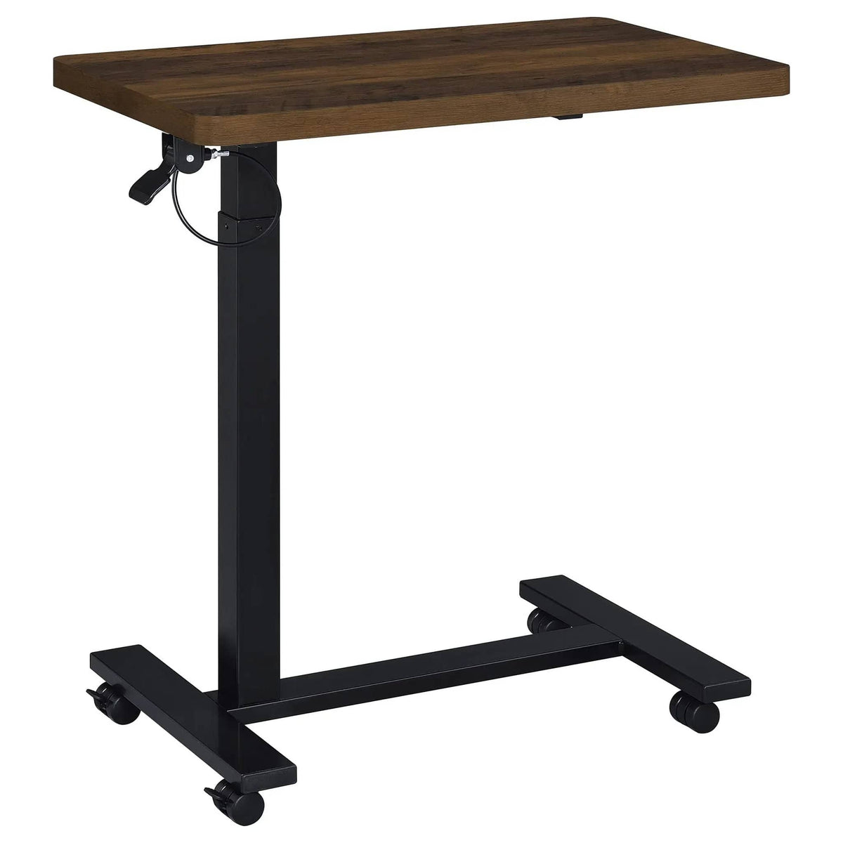 Westpark Pneumatic Adjustable C-Shape Side Table with Casters Dark Pine | 28 x 15.5 x 28.5 in | Engineered Wood & Metal | Home