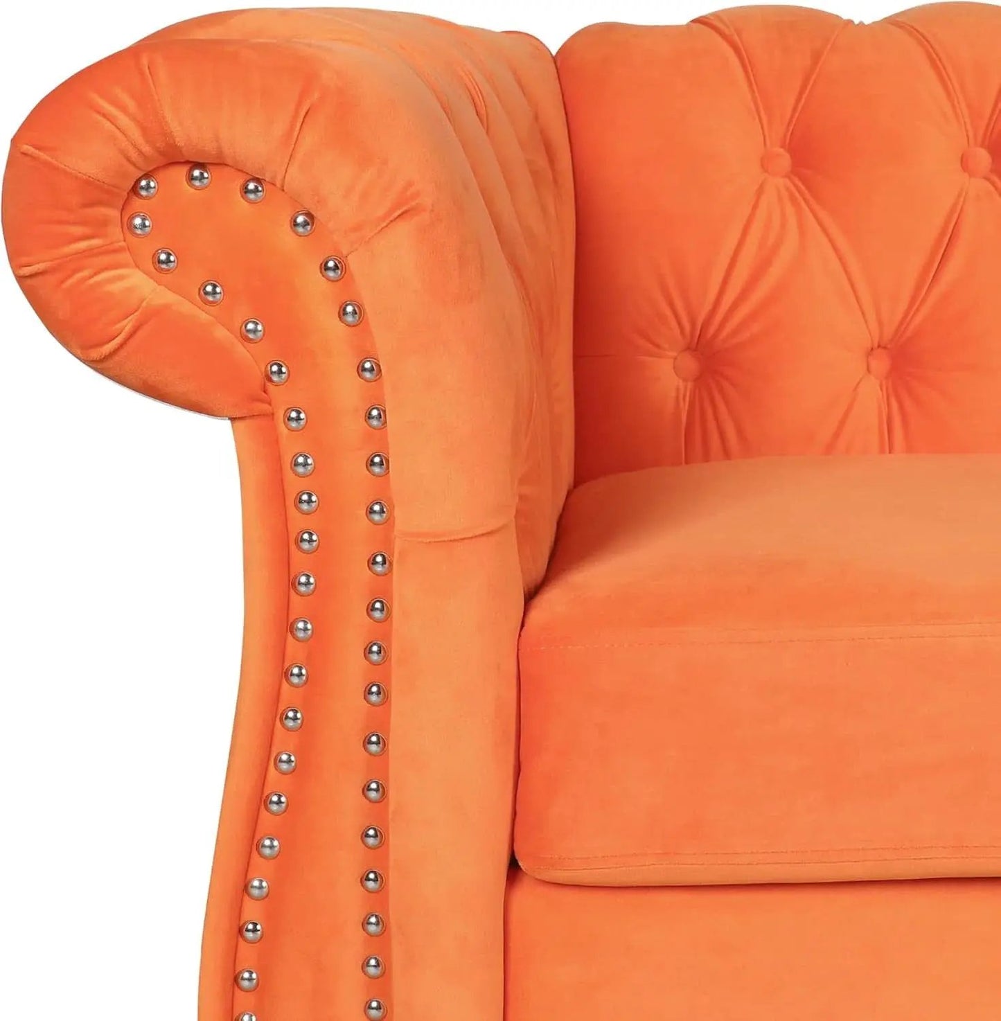 3 Piece Orange Velvet Living Room Sofa Set Includes Loveseat And Club Chair Durable Upholstery from PriceLows™