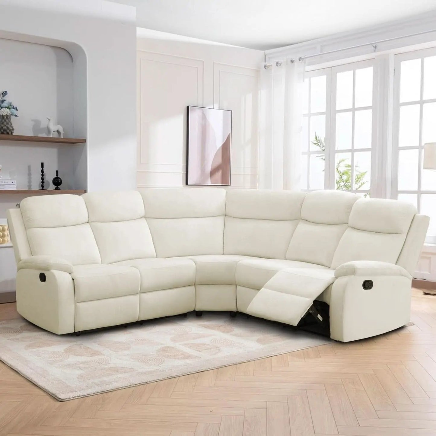 Off White Recliner Sectional Sofa Five Seats Living Room from PriceLows™
