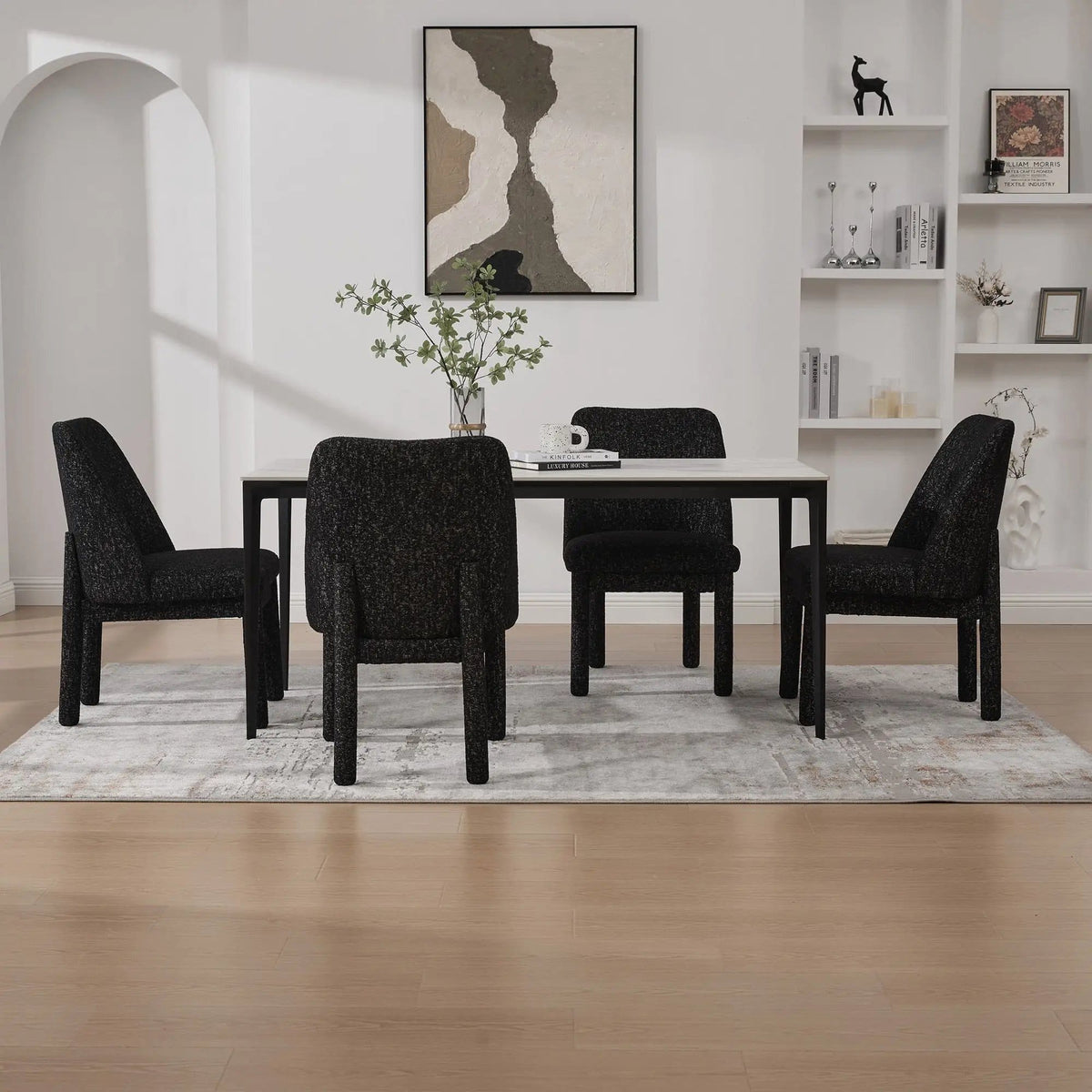 Wide Minimalist Dining Chair Chair Set | Chair Set | Rubberwood & Fabric | Dining Room