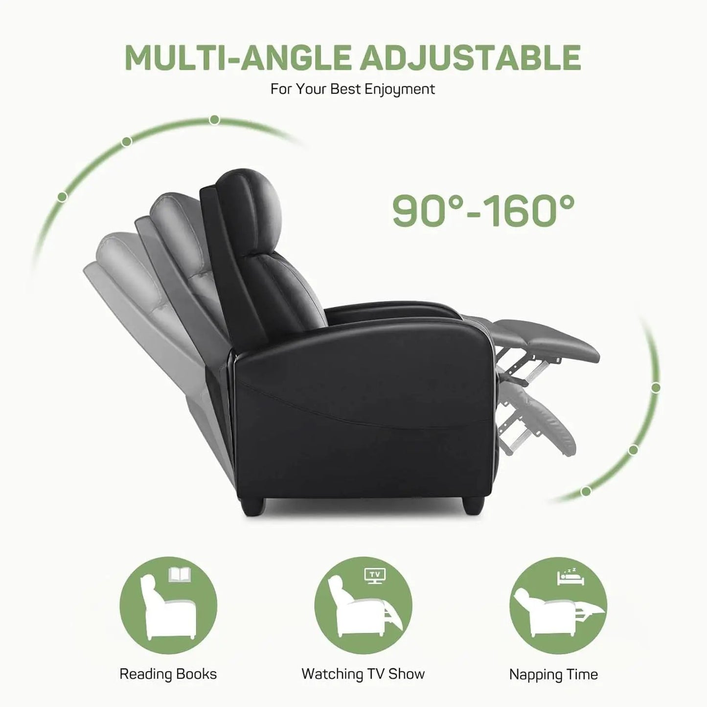 Compact Adjustable Massage Recliner Chair With Lumbar Support In PU Leather from PriceLows™