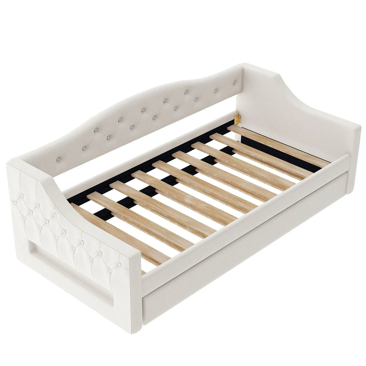 Daybed With LED Lights | Upholstered Trundle Daybed | Thickly Padded Sponge | 84 Inch Length