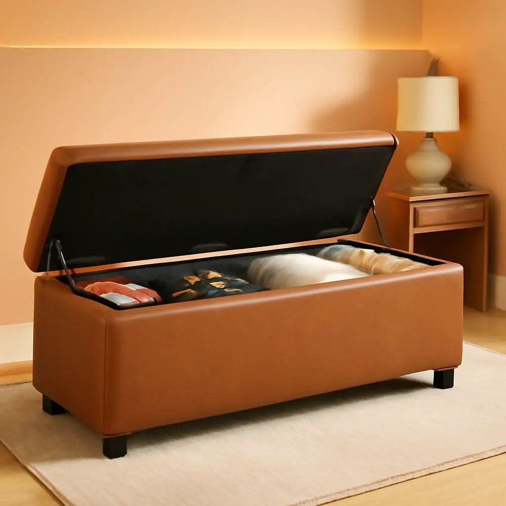 Caramel Brown 25 Gallon Large Capacity Storage Ottoman from PriceLows™
