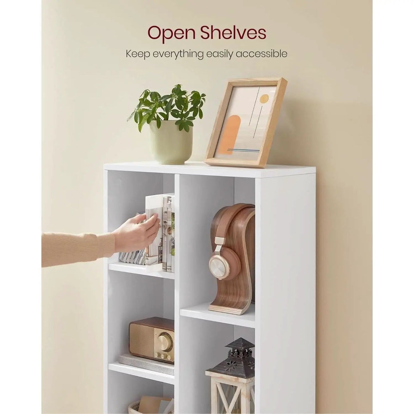 White 7 Compartment Bookcase Shelving Unit For Living Room And Home Office from PriceLows™