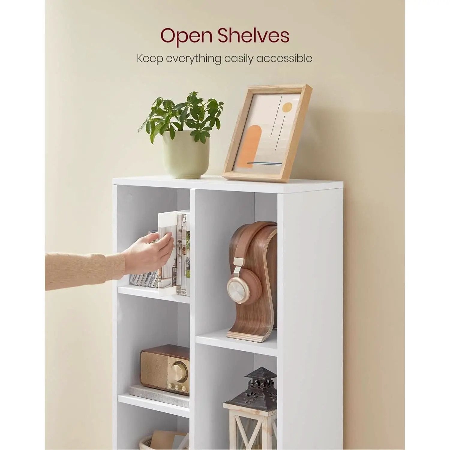 White 7 Compartment Bookcase Shelving Unit For Living Room And Home Office from PriceLows™