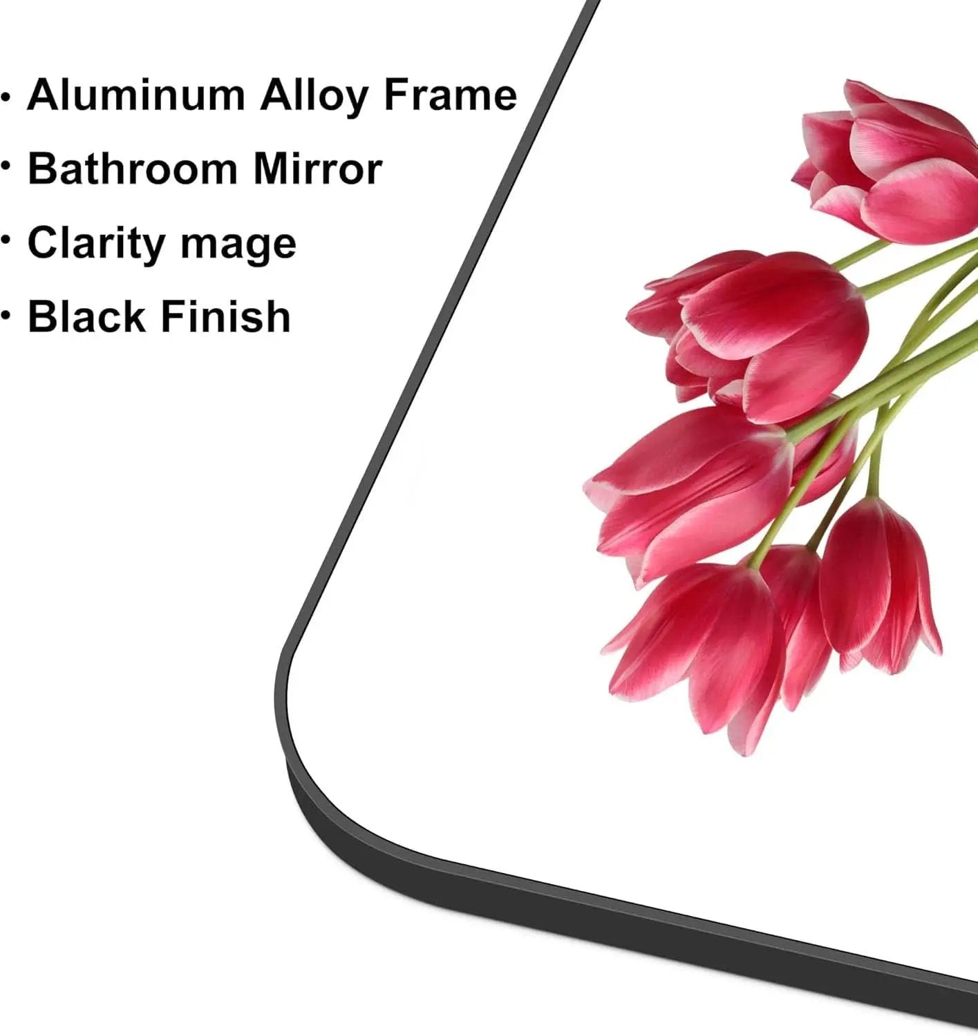 60x36 Inch Matte Black Bathroom Mirror With Metal Frame from PriceLows™