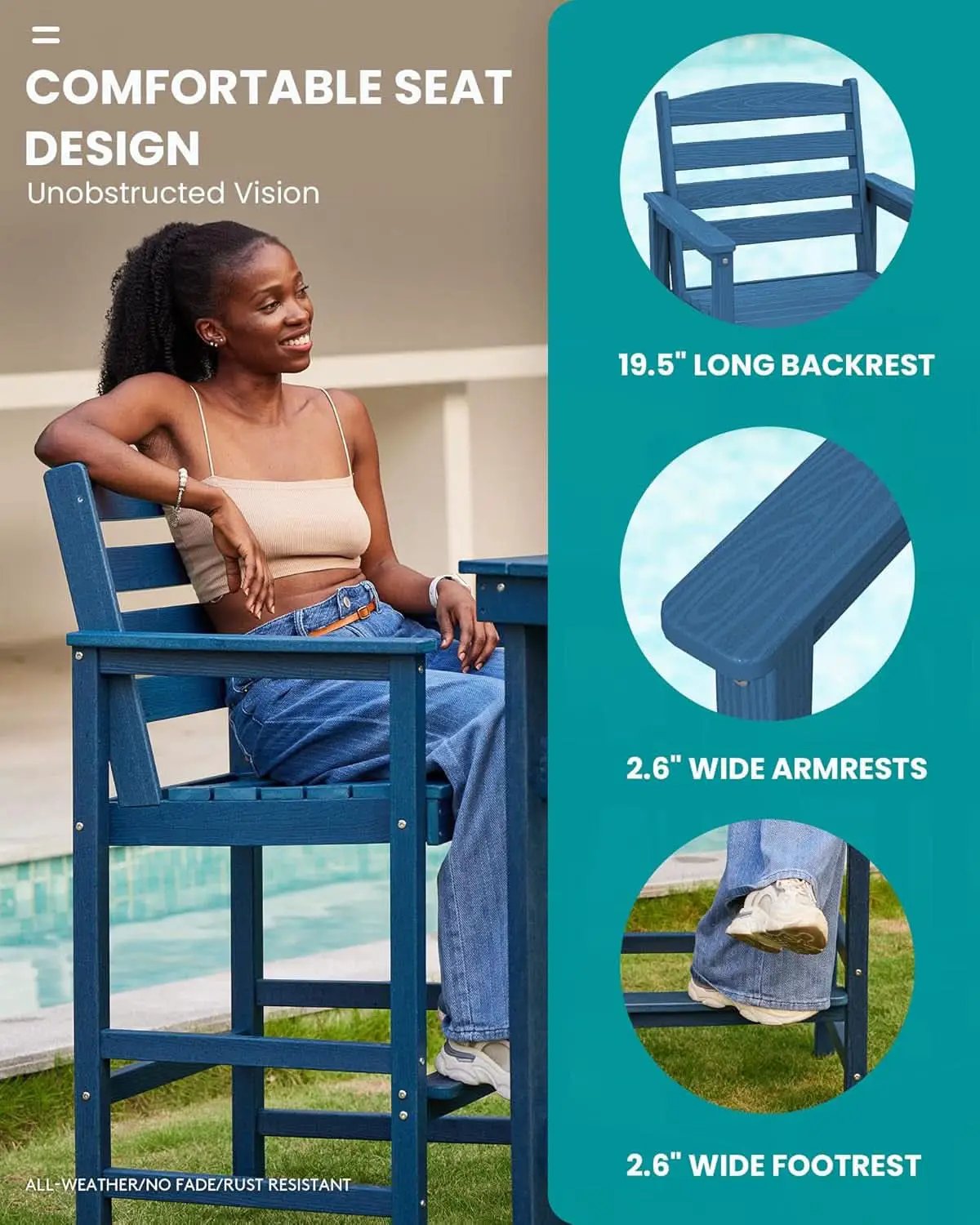 Adirondack Outdoor Bar Table And Chairs Set Blue from PriceLows™