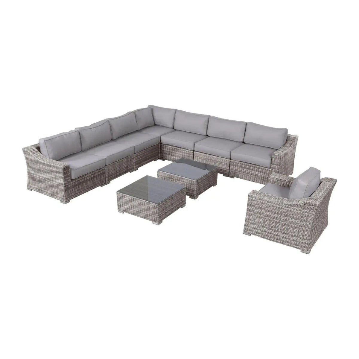 Outdoor Wicker Conversation Set | All-Weather Resin | Tempered Glass Table | 5 Inch Cushions