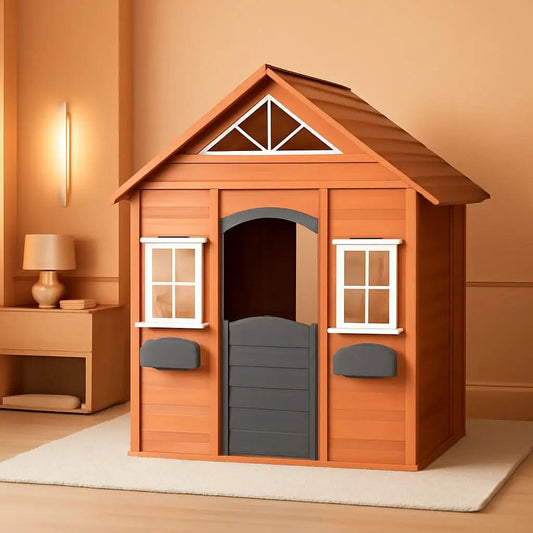 Wooden Playhouse With Open Design And Flower Pot Holders from PriceLows™