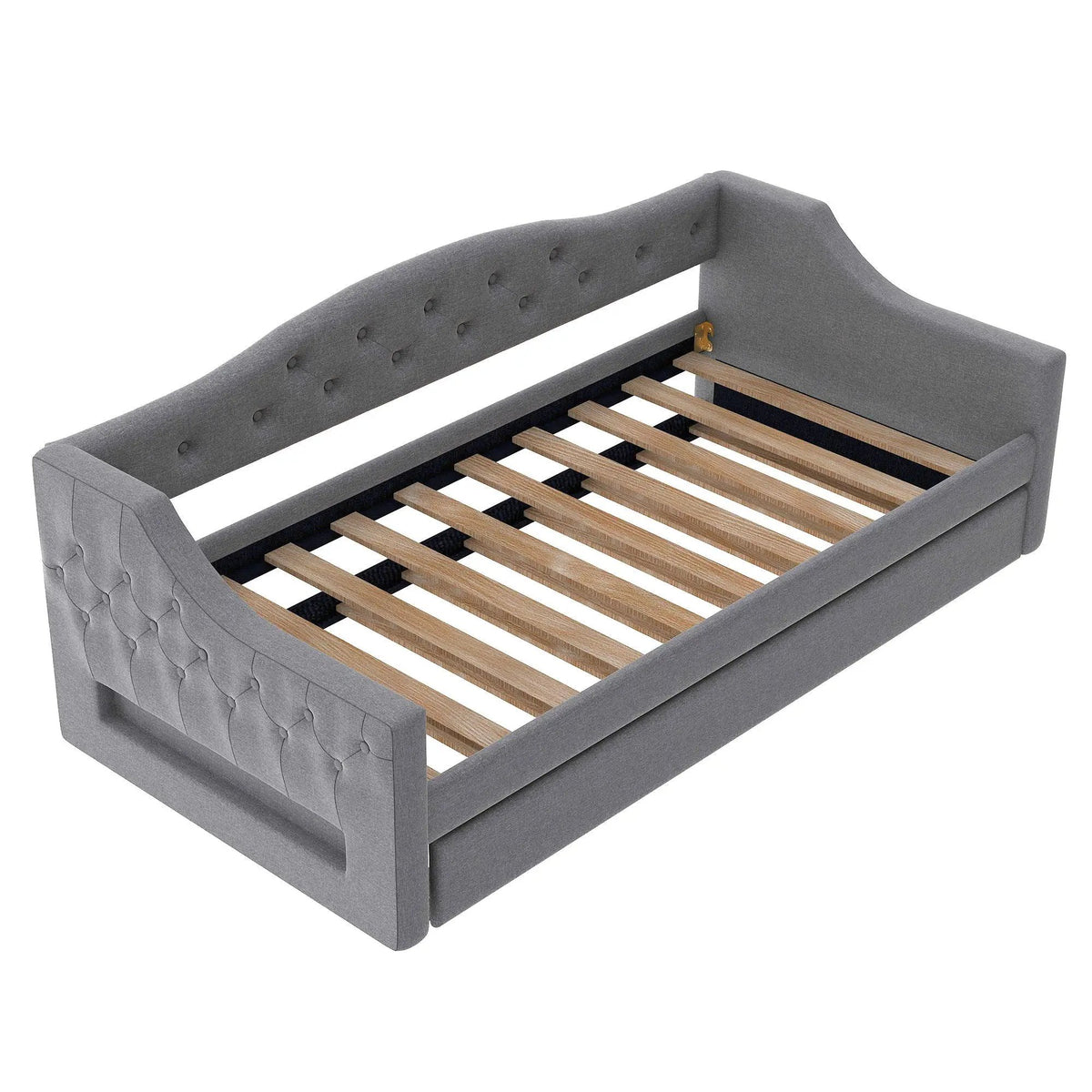 Daybed With LED Lights | Upholstered Trundle Daybed | Thickly Padded Sponge | 84 Inch Length