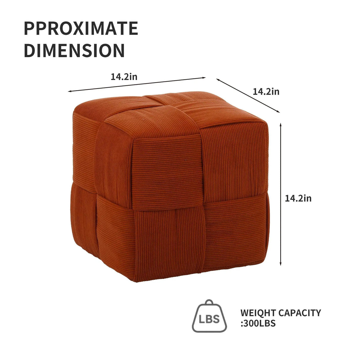 Modern Ottoman Foot Rest | Woven Design | Engineered Wood Frame | 14.2 Inch Cube