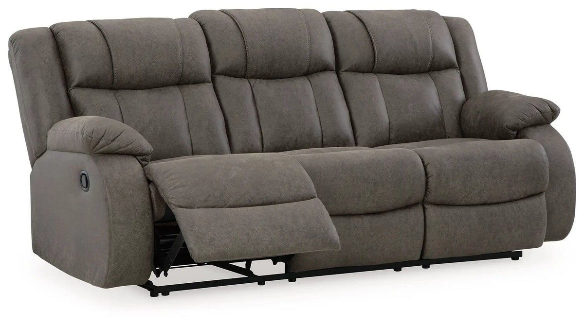 First Base Reclining Sofa | 86 x 40 x 41 in | Metal | Gunmetal