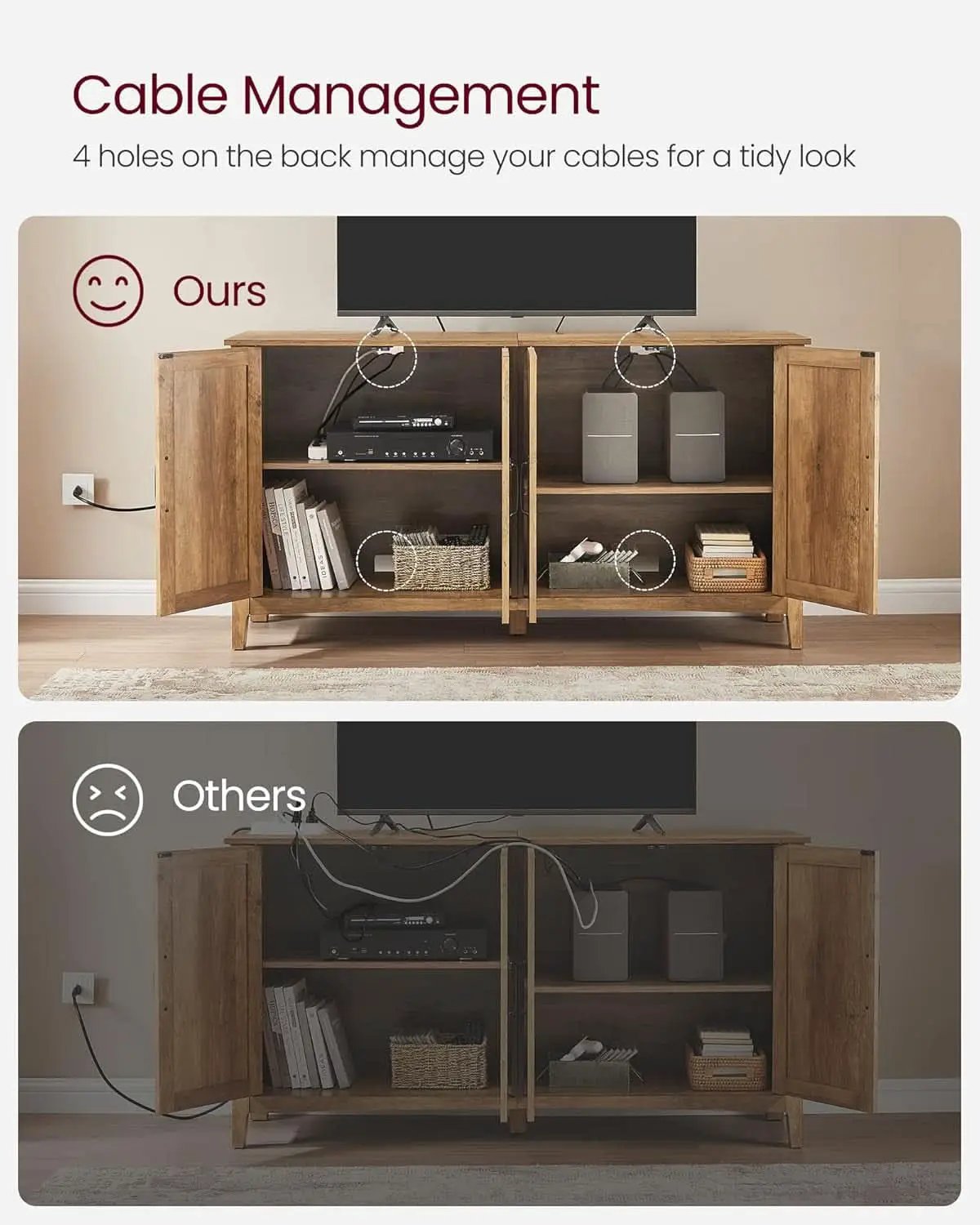 Rustic Walnut Buffet Cabinet With Adjustable Shelves from PriceLows™