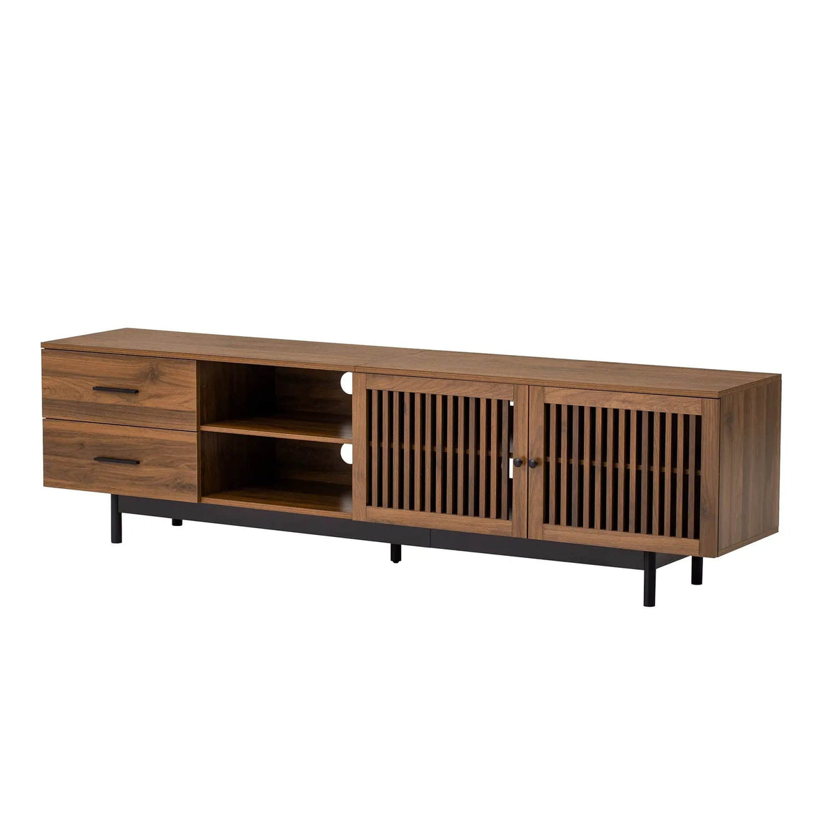 TV Stand | Adjustable Shelves | Cable Management | Walnut