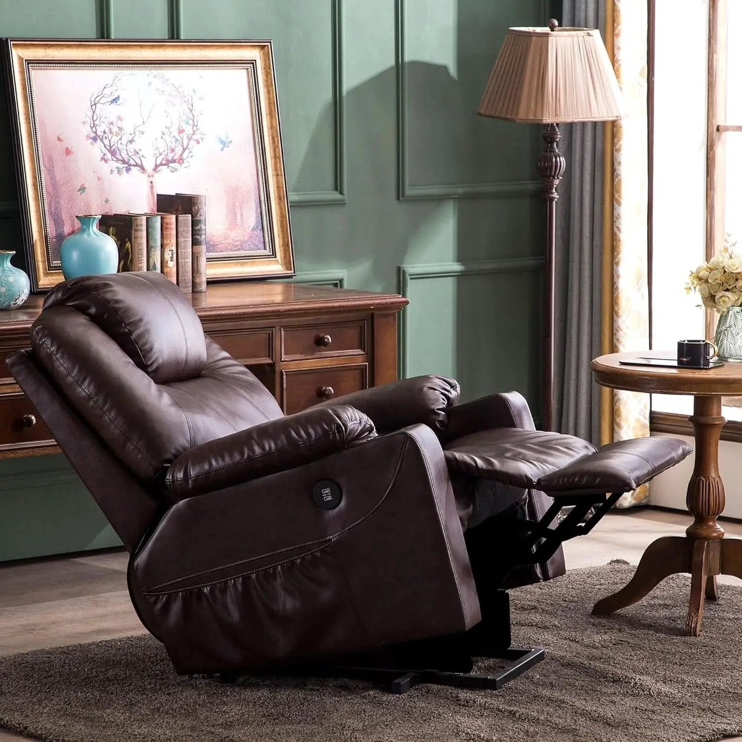 Electric Power Lift Recliner Chair Dark Brown Massage from PriceLows™
