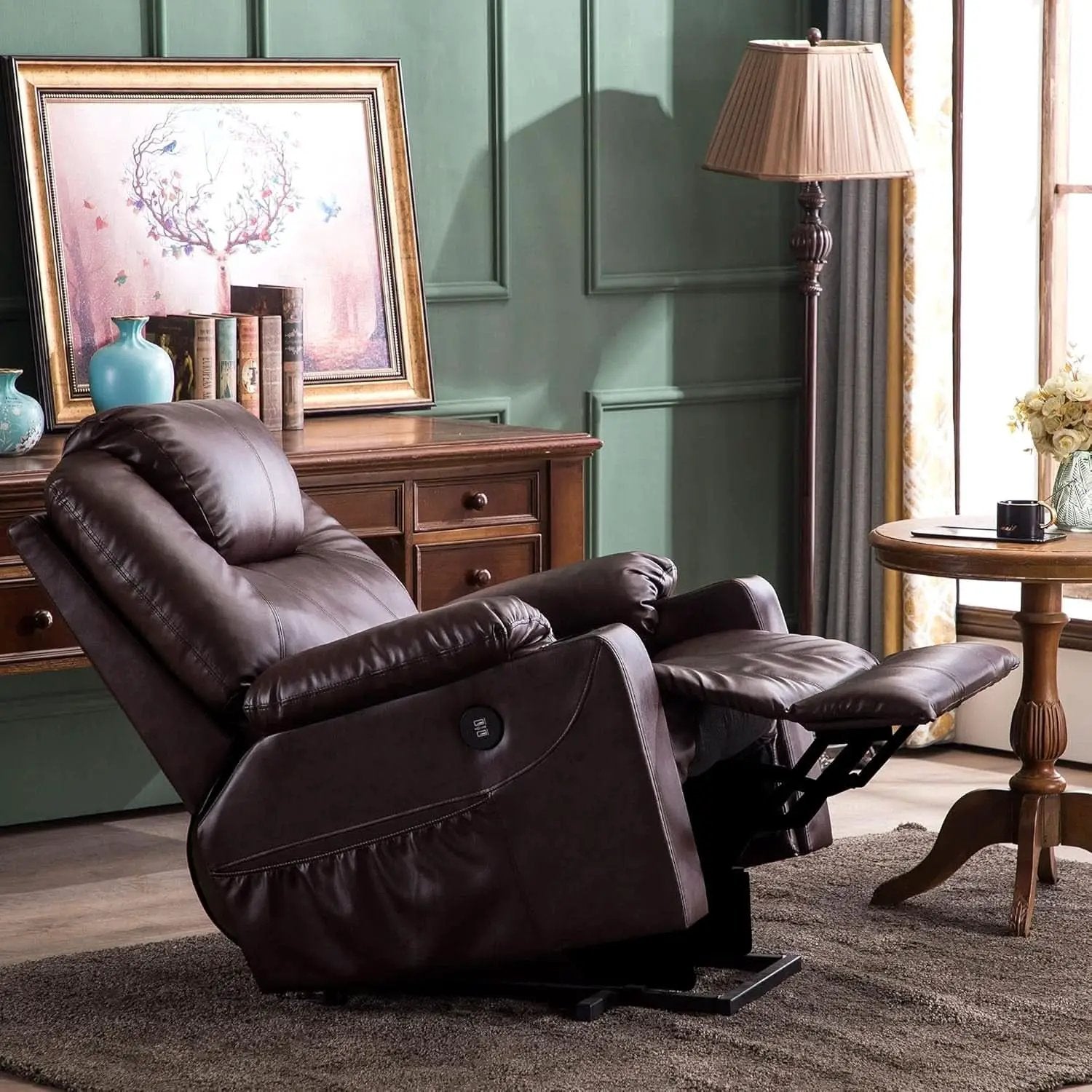 Electric Power Lift Recliner Chair Dark Brown Massage from PriceLows™