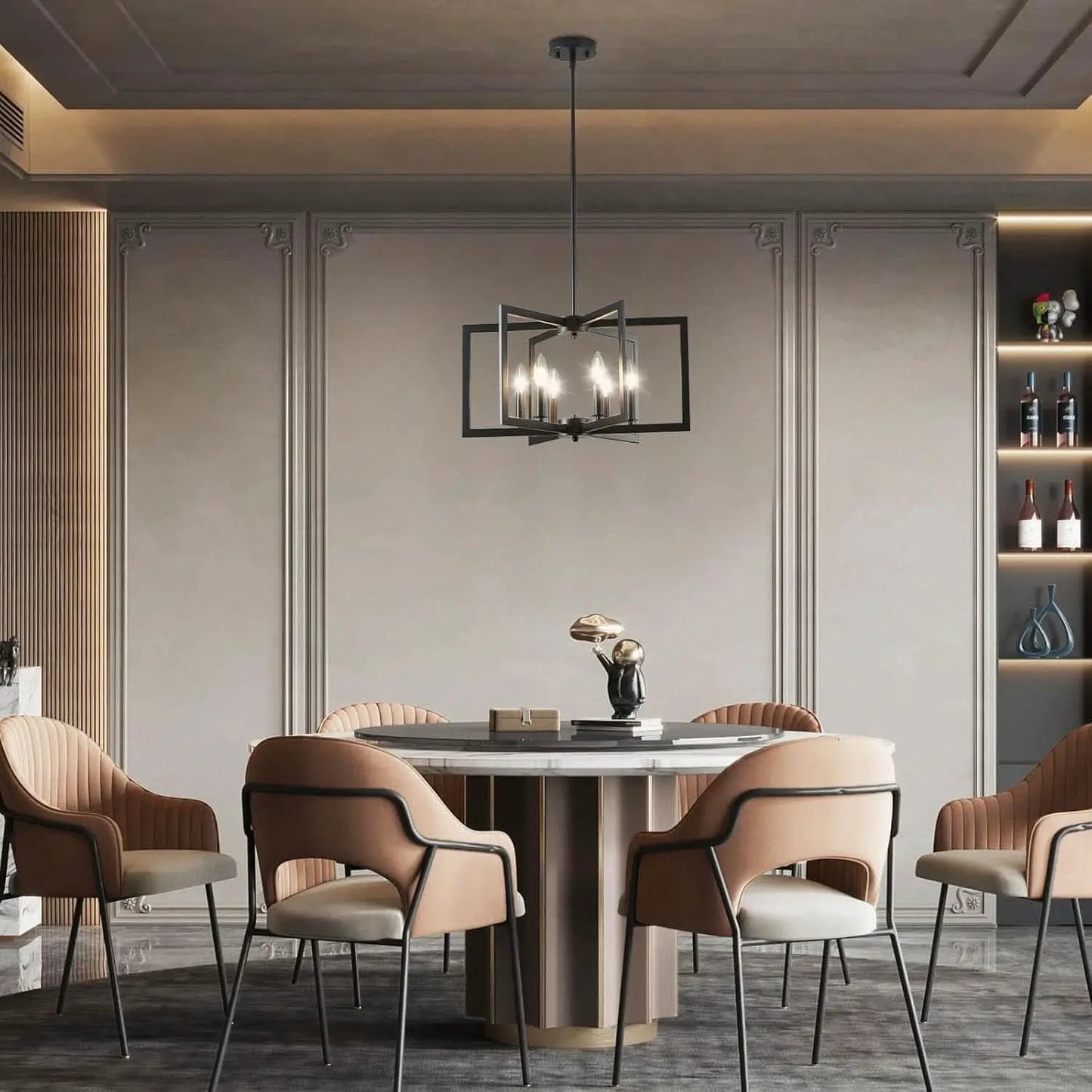 Black Metal Chandelier For Dining Room 6 Light Modern from PriceLows™