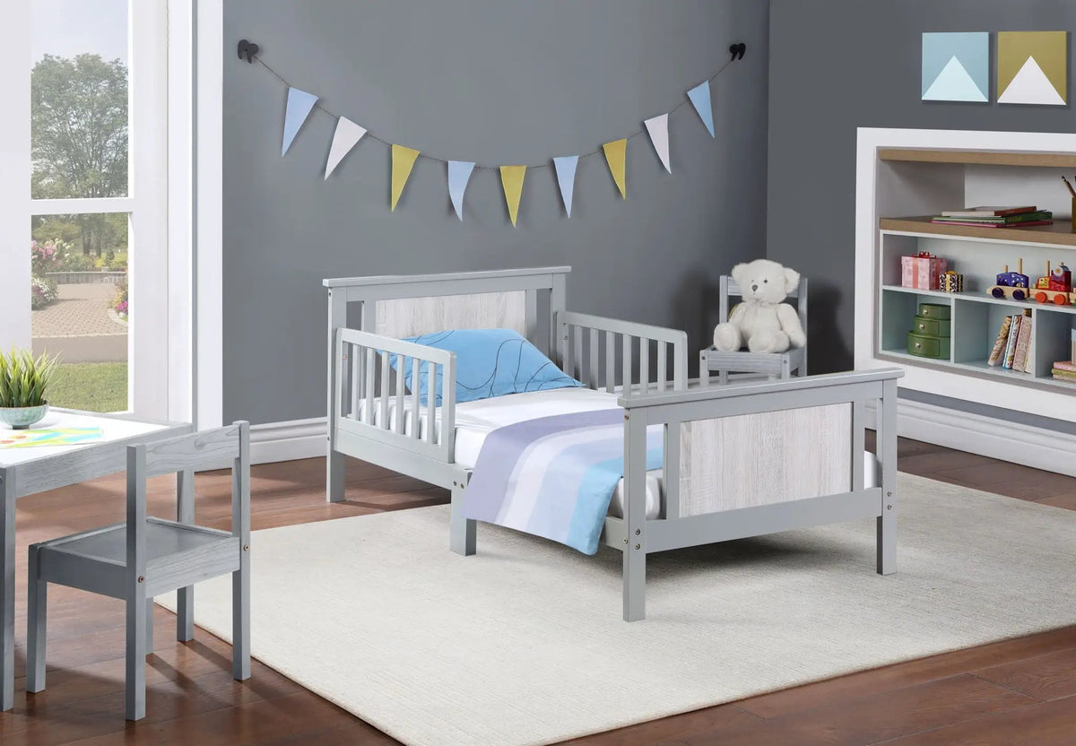Connelly Reversible Panel Toddler Bed | Low Profile | Twin Bed Style | 53.75 Inch Length
