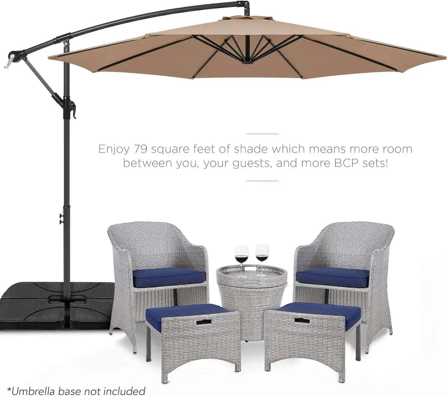 10 Ft Offset Patio Umbrella With Easy Tilt Adjustment And 8 Ribs Polyester Shade For Backyard Poolside from PriceLows™