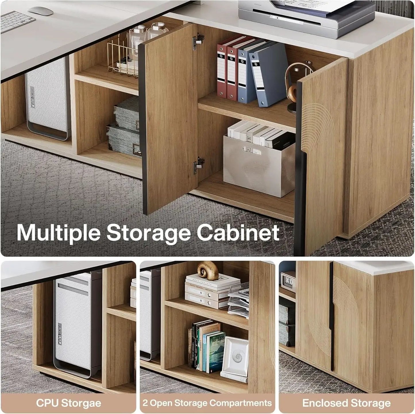 Premium White Engineered Wood Corner Desk 74.8 Inches from PriceLows™