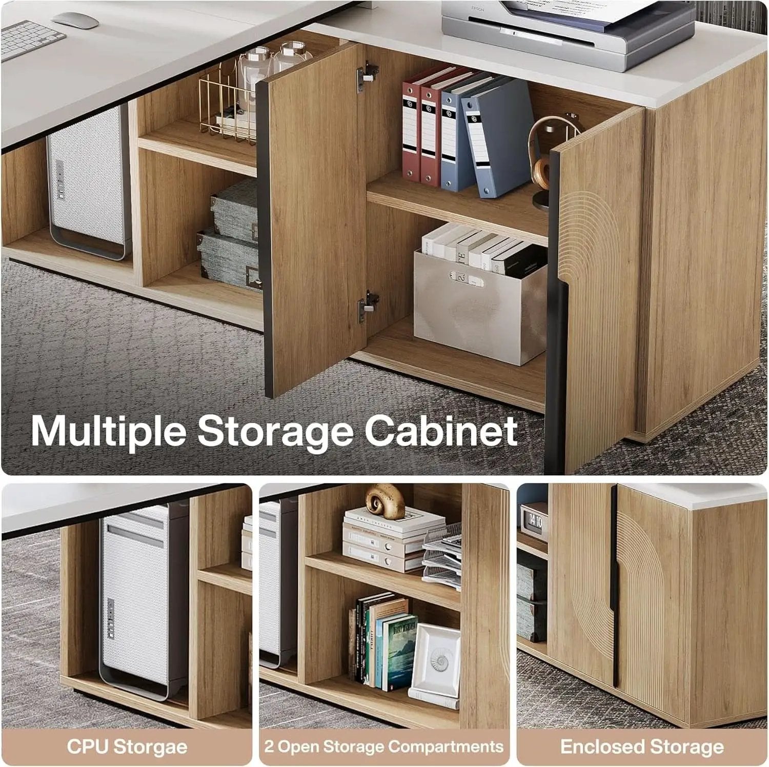 Premium White Engineered Wood Corner Desk 74.8 Inches from PriceLows™