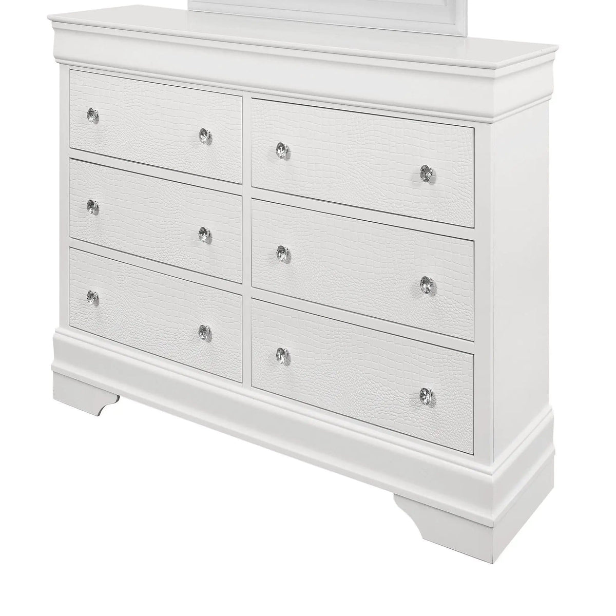 Shaker Crocodile Metallic Dresser | 2 Pieces | Solid Wood & Crystal | Bedroom