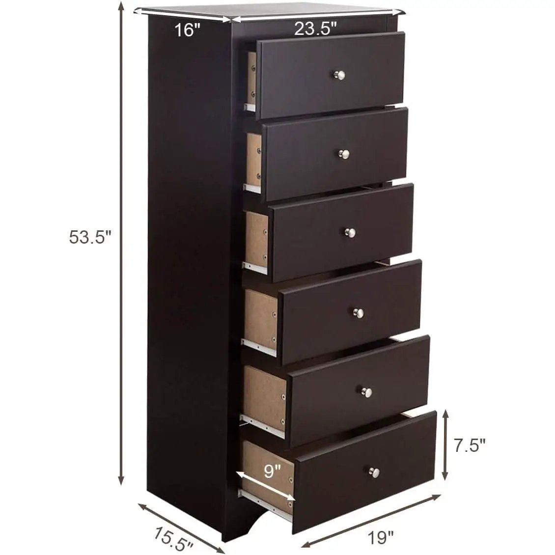 Brown Wood 6 Drawer Dresser For Bedroom Storage Unit from PriceLows™