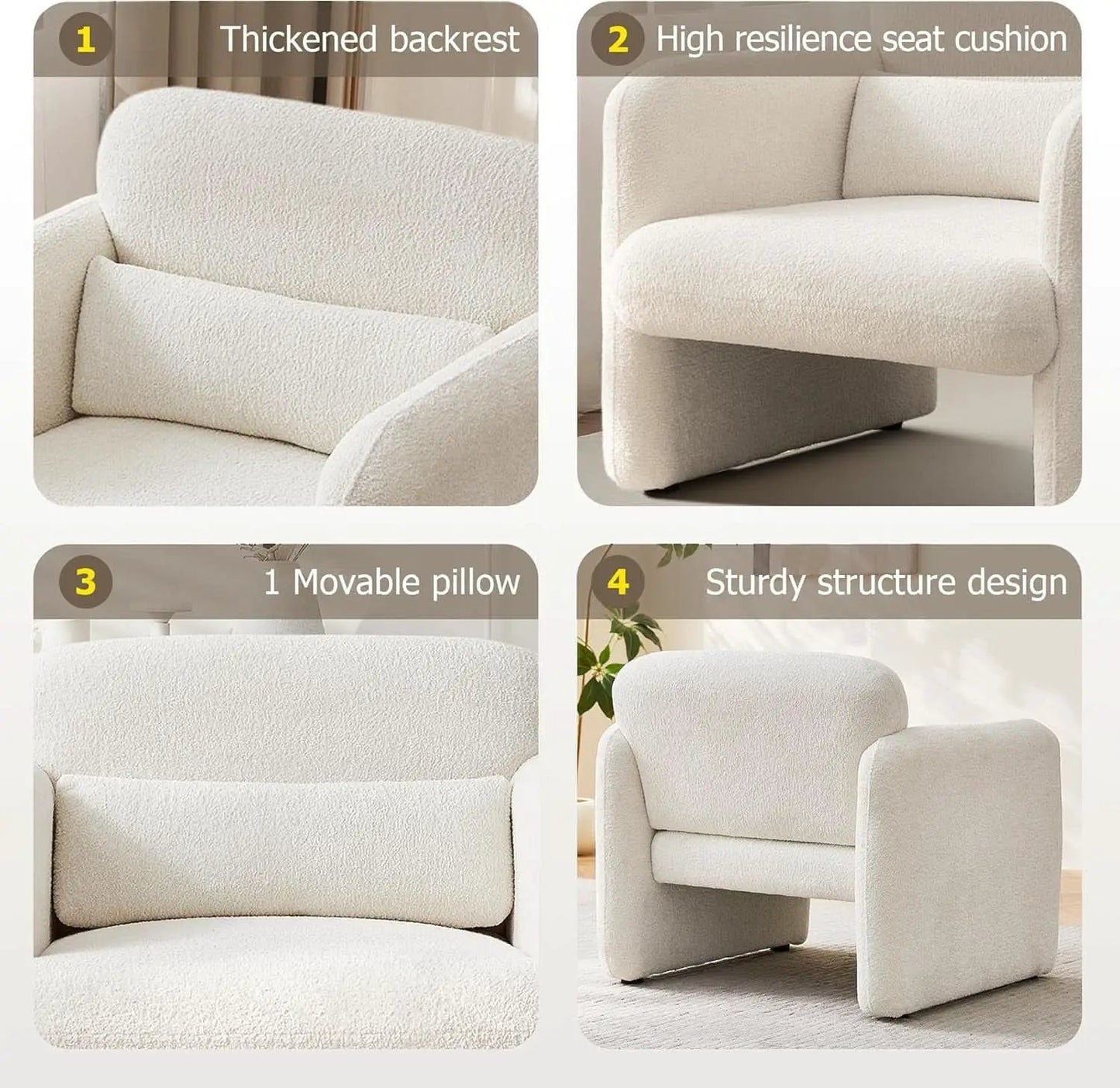LuxuriousAndComfortable Lambswool Fabric Accent Chair With Arms from PriceLows™