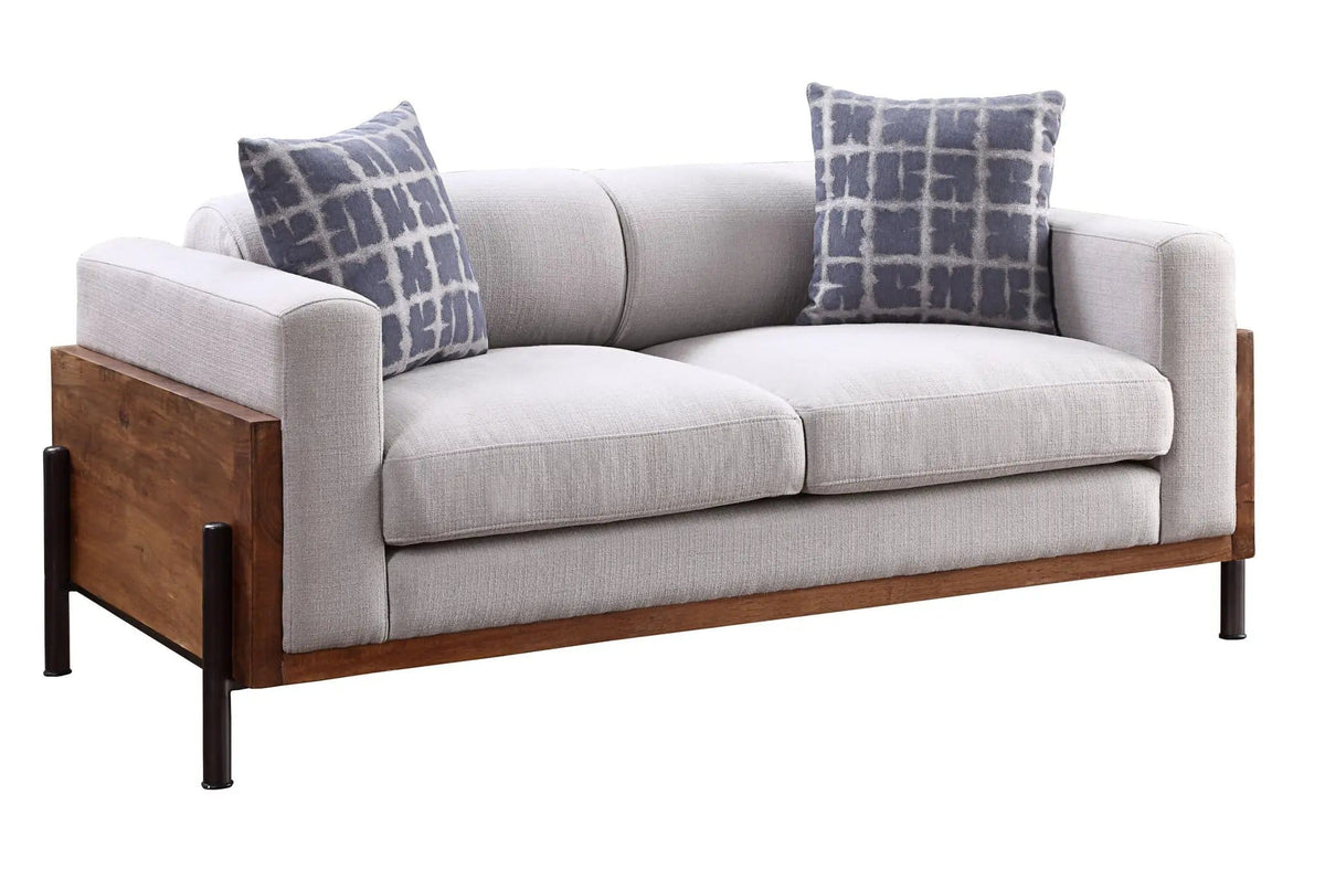 Pelton Loveseat With 2 Toss Pillows | 38 x 71 x 30 in | Solid Wood & Walnut | Walnut
