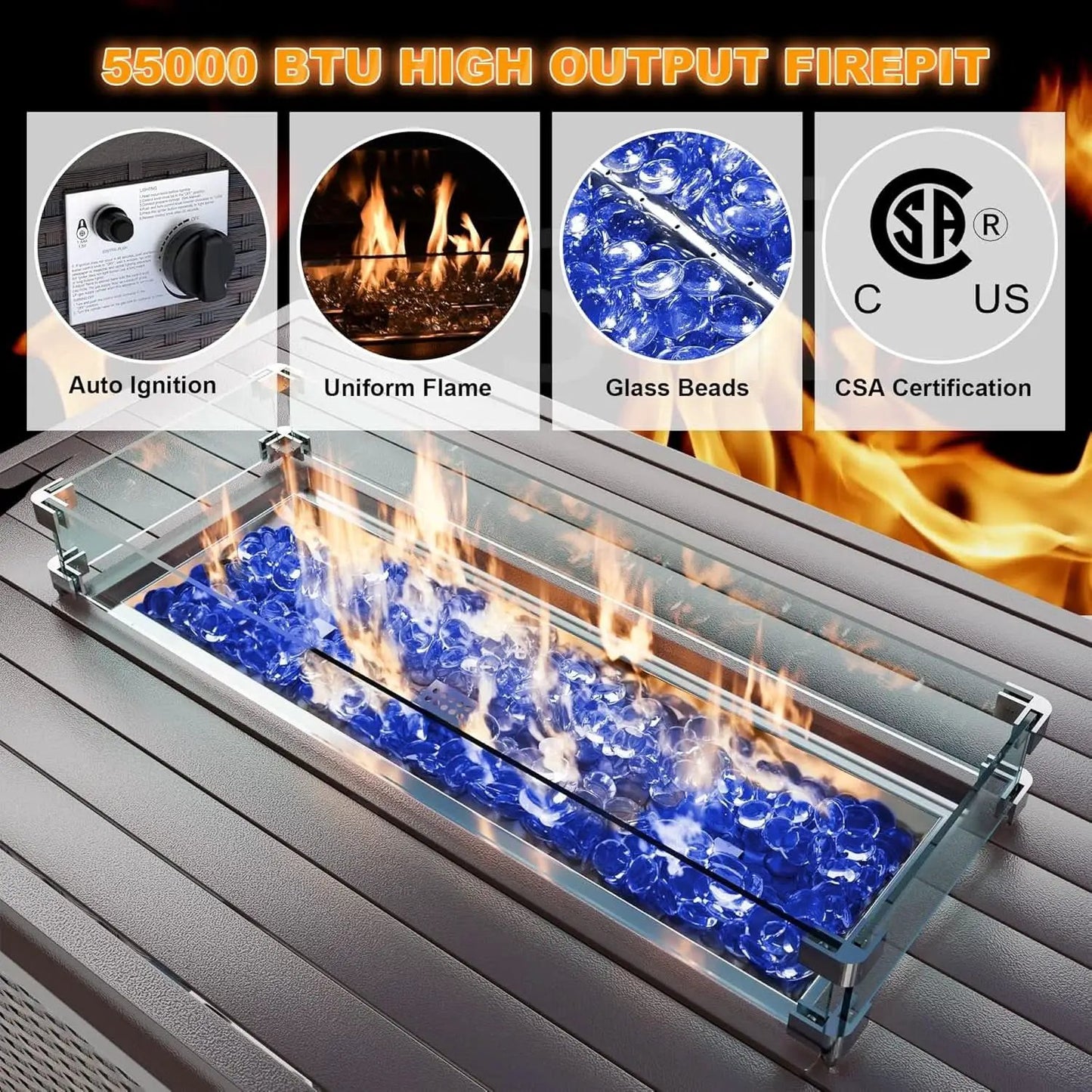 Rattan Patio Furniture Set With Fire Pit Table from PriceLows™