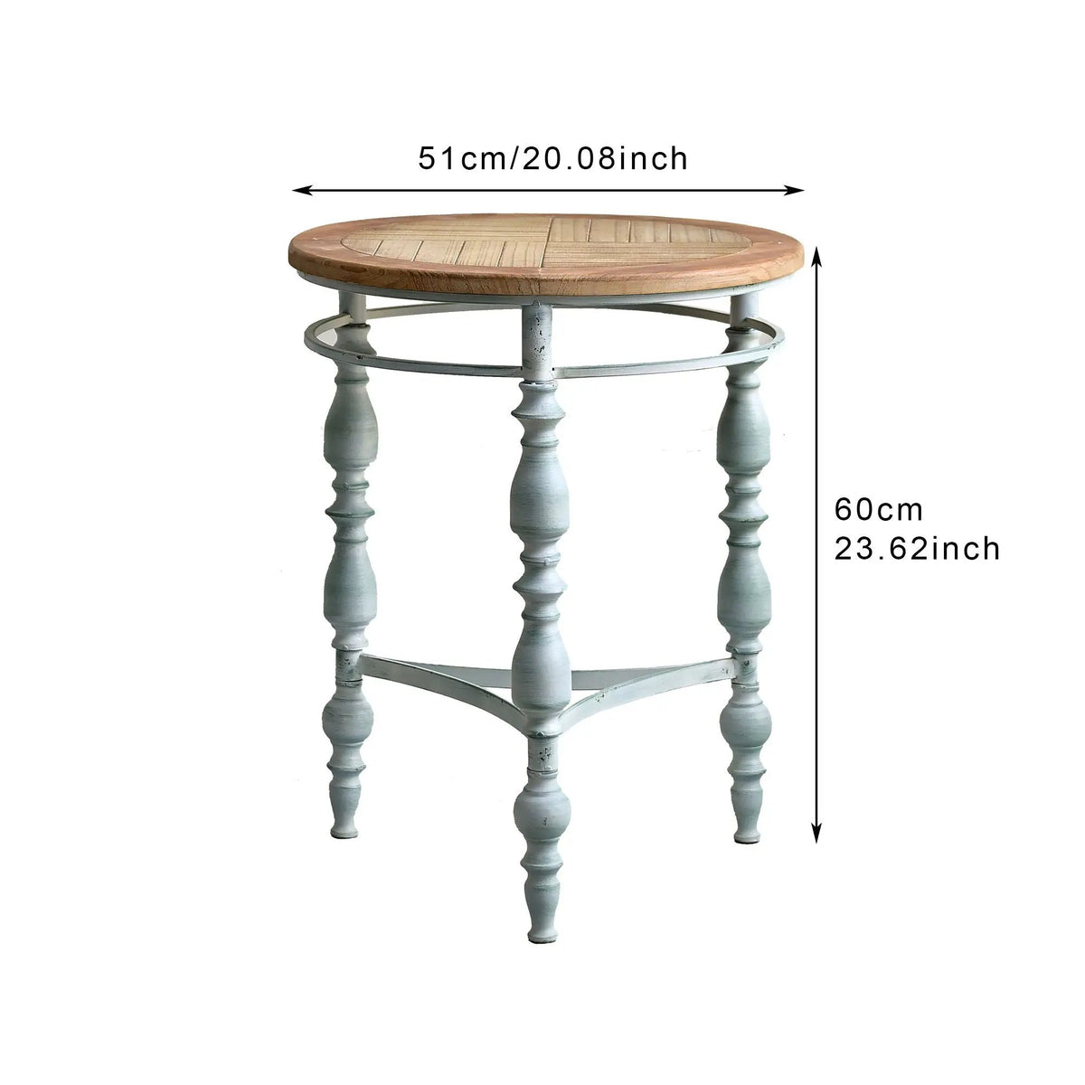 Round Carved Top Coffee Table | 31.5 Inch Diameter | Detachable Metal Legs | Easy Assembly