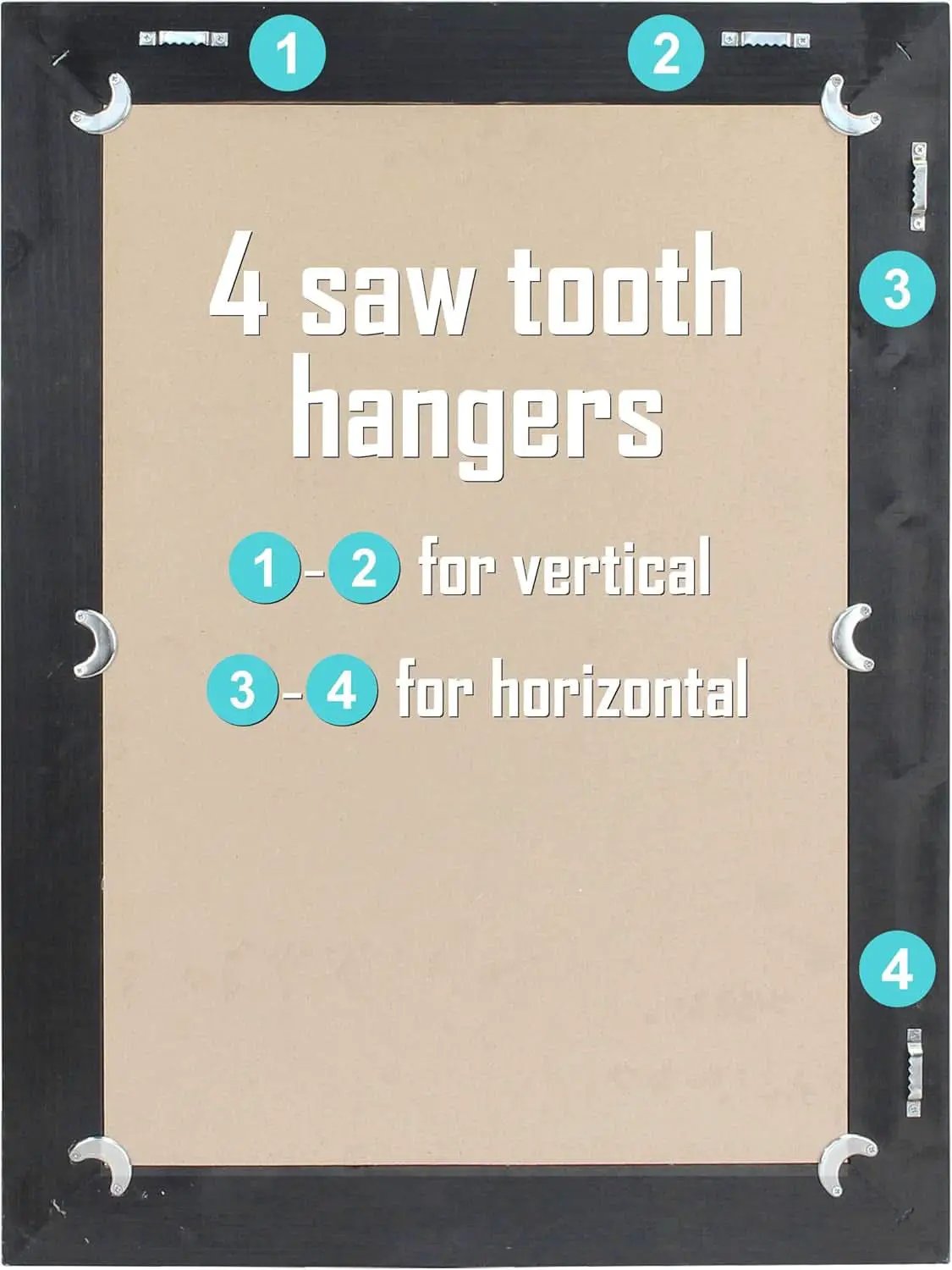 24x18 Inch Rectangle Black Wood Frame Wall Mirror With Attached Hanging Brackets Rustic Decor from PriceLows™